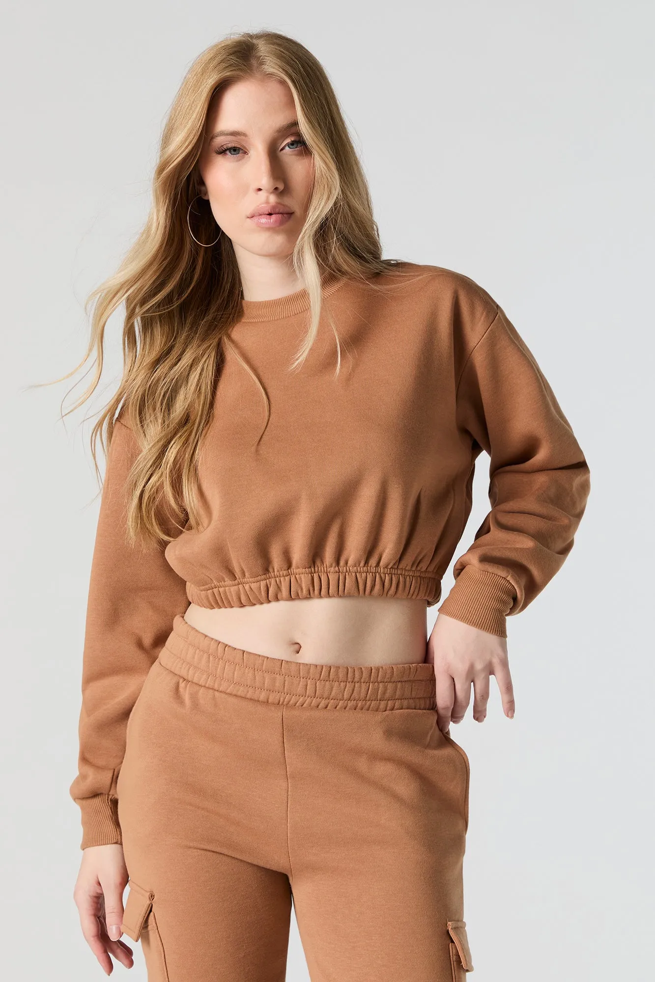 Fleece Cropped Crewneck Sweatshirt