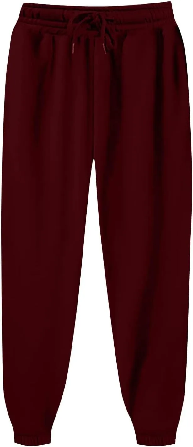 Fleece Joggers for Women Casual Elastic Waist Baggy Sweatpants Athletic Workout Sport Pants Lounge Pants with Pockets