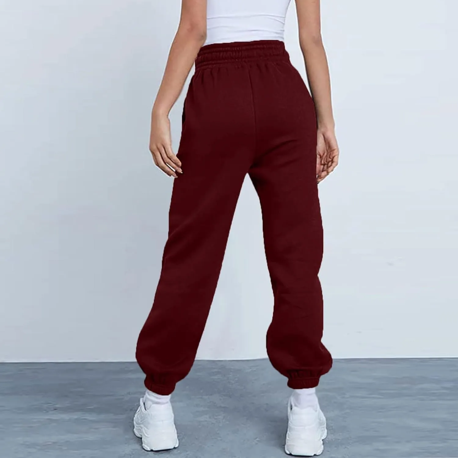 Fleece Joggers for Women Casual Elastic Waist Baggy Sweatpants Athletic Workout Sport Pants Lounge Pants with Pockets