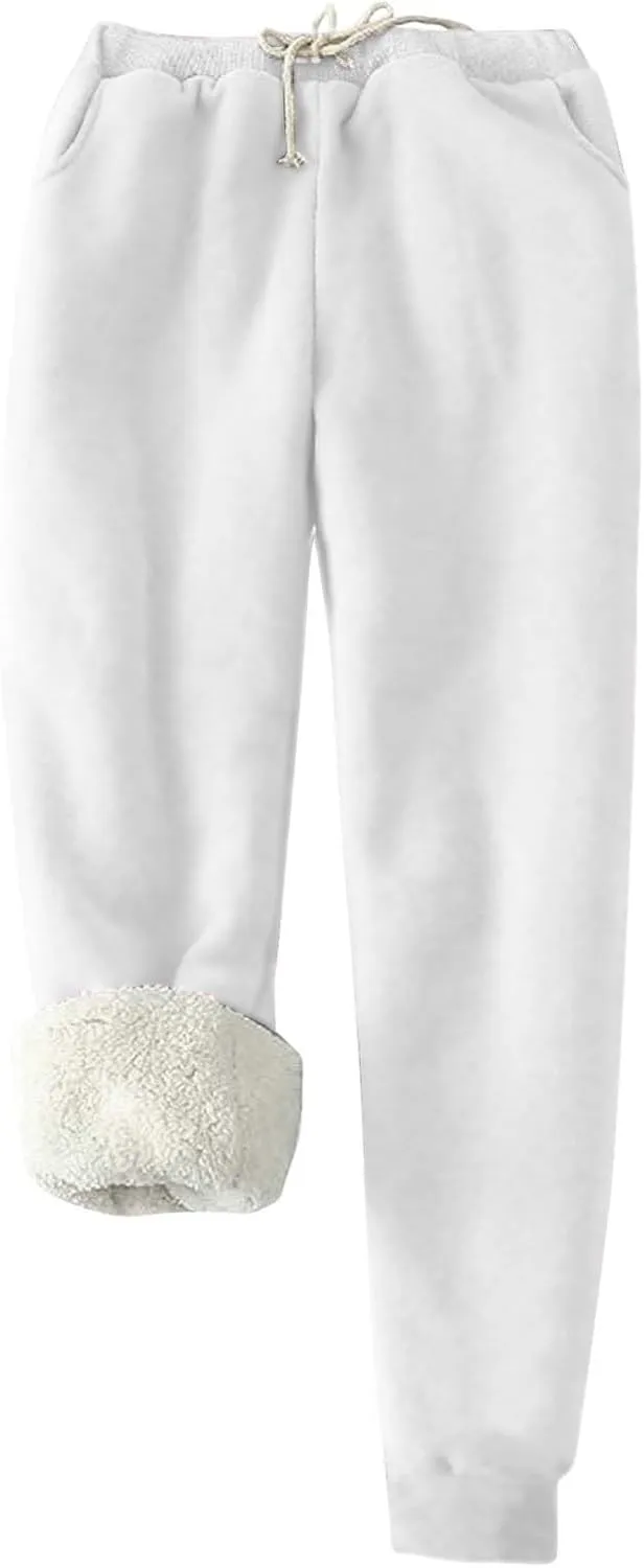 Fleece Joggers for Women Winter Warm Sweatpants Women Sherpa Lined Sweatpants with Pocket Athletic Sweatpants