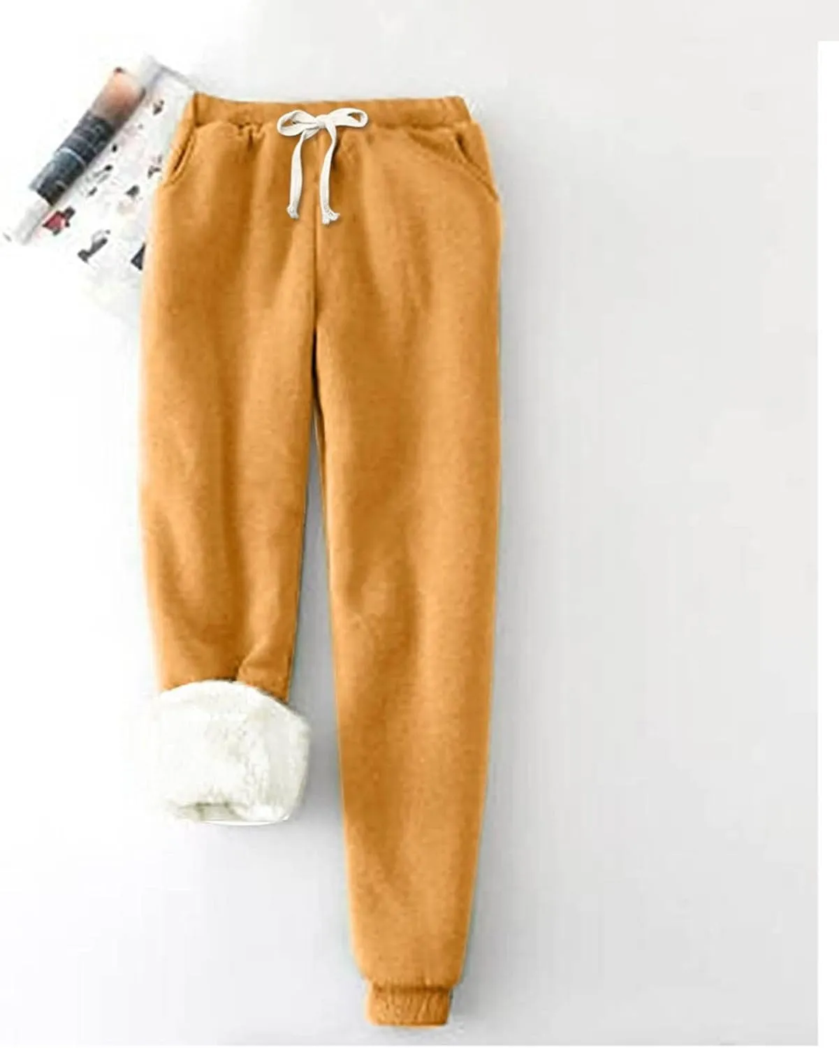 Fleece Joggers for Women Winter Warm Sweatpants Women Sherpa Lined Sweatpants with Pocket Athletic Sweatpants