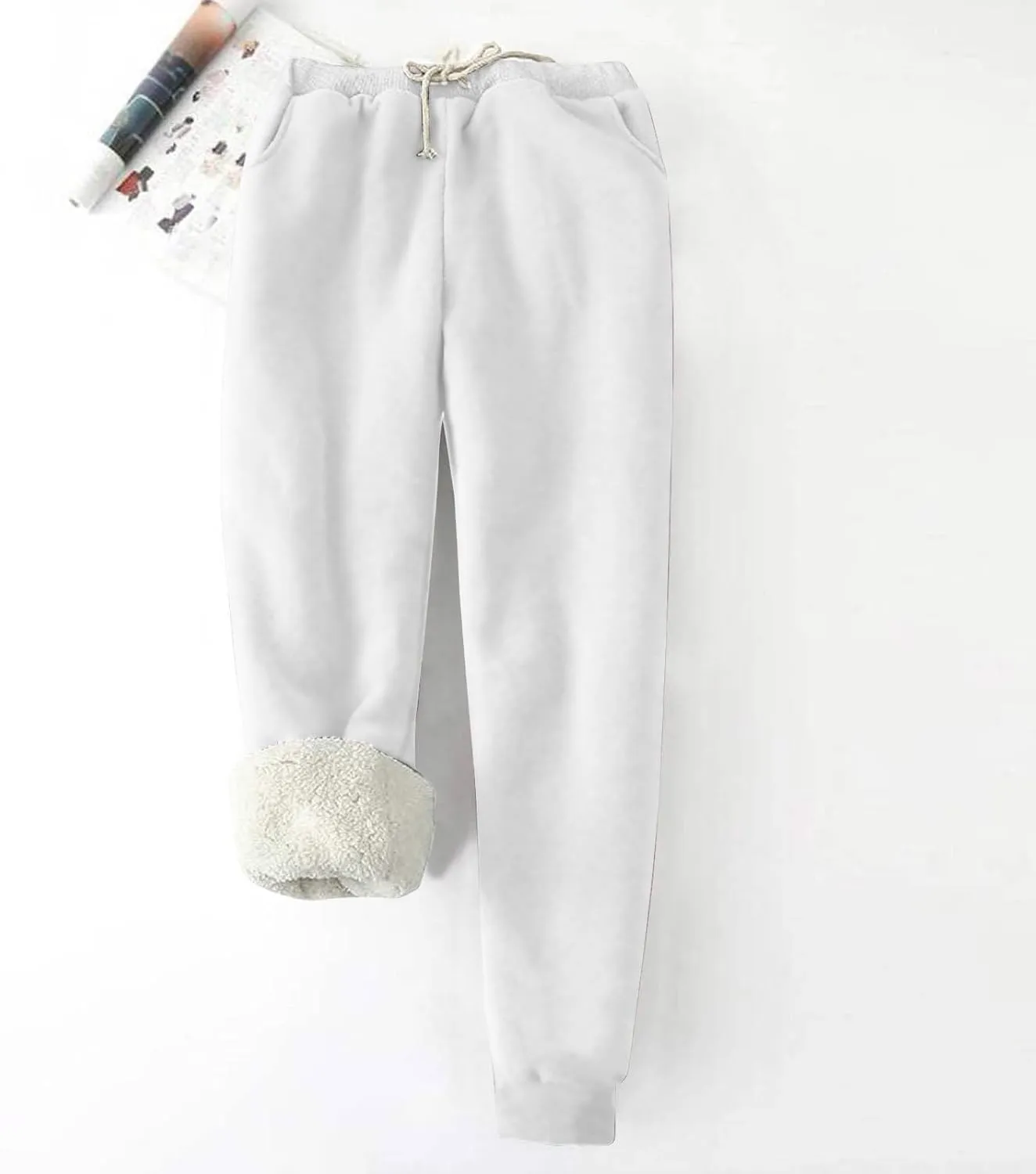Fleece Joggers for Women Winter Warm Sweatpants Women Sherpa Lined Sweatpants with Pocket Athletic Sweatpants
