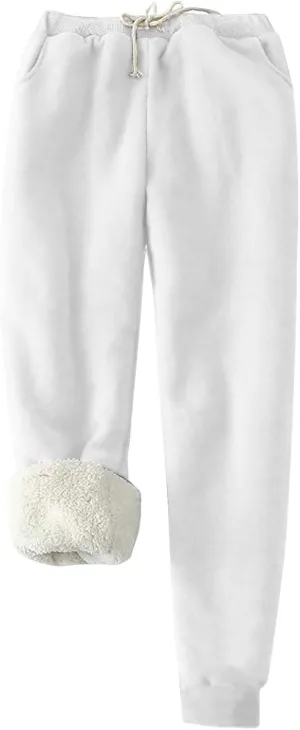 Fleece Joggers for Women Winter Warm Sweatpants Women Sherpa Lined Sweatpants with Pocket Athletic Sweatpants