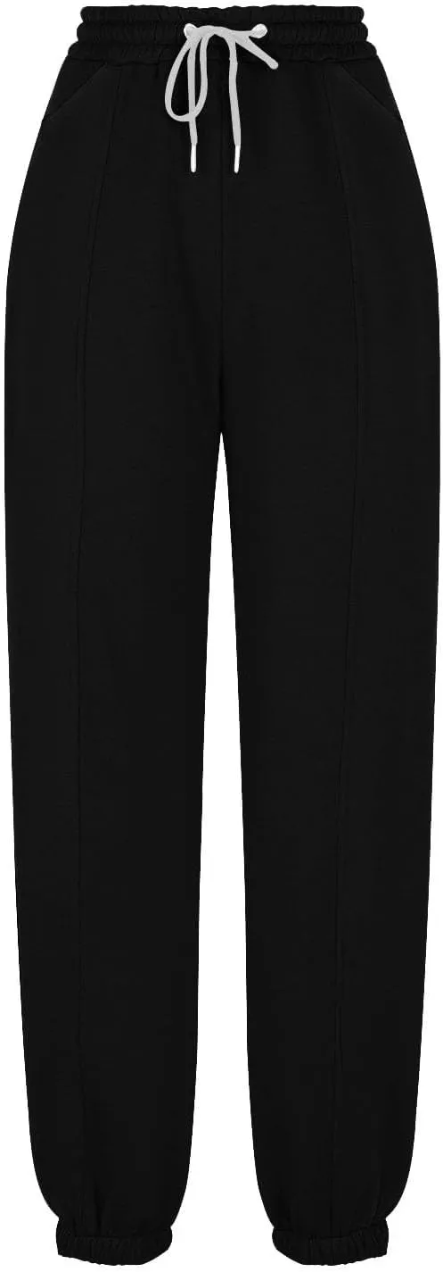 Fleece Lined Jogger Sweatpants Women Baggy Cinch Bottom Sweatpants Drawstring High Waisted Jogger Pants with Pockets