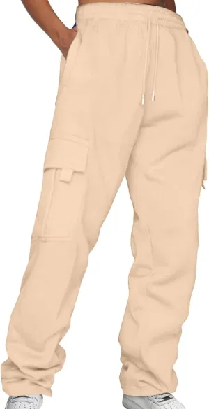 Fleece Sweatpants Waisted Loose Sweatpants Comfortable High Waisted Jogging Pants with Womens Wide Leg Sweatpants