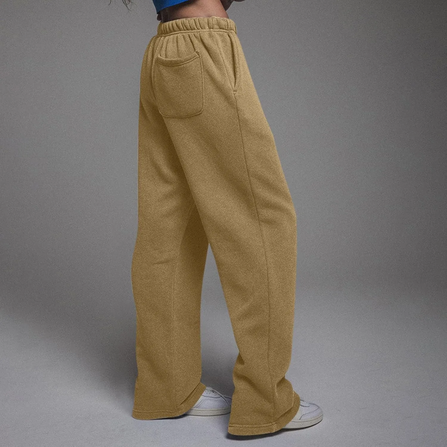 Fleece Sweatpants Women Y2k Baggy Wide Leg Lounge Pants Loose Fit Low Rise Sweatpants with Pockets Athletic Pants