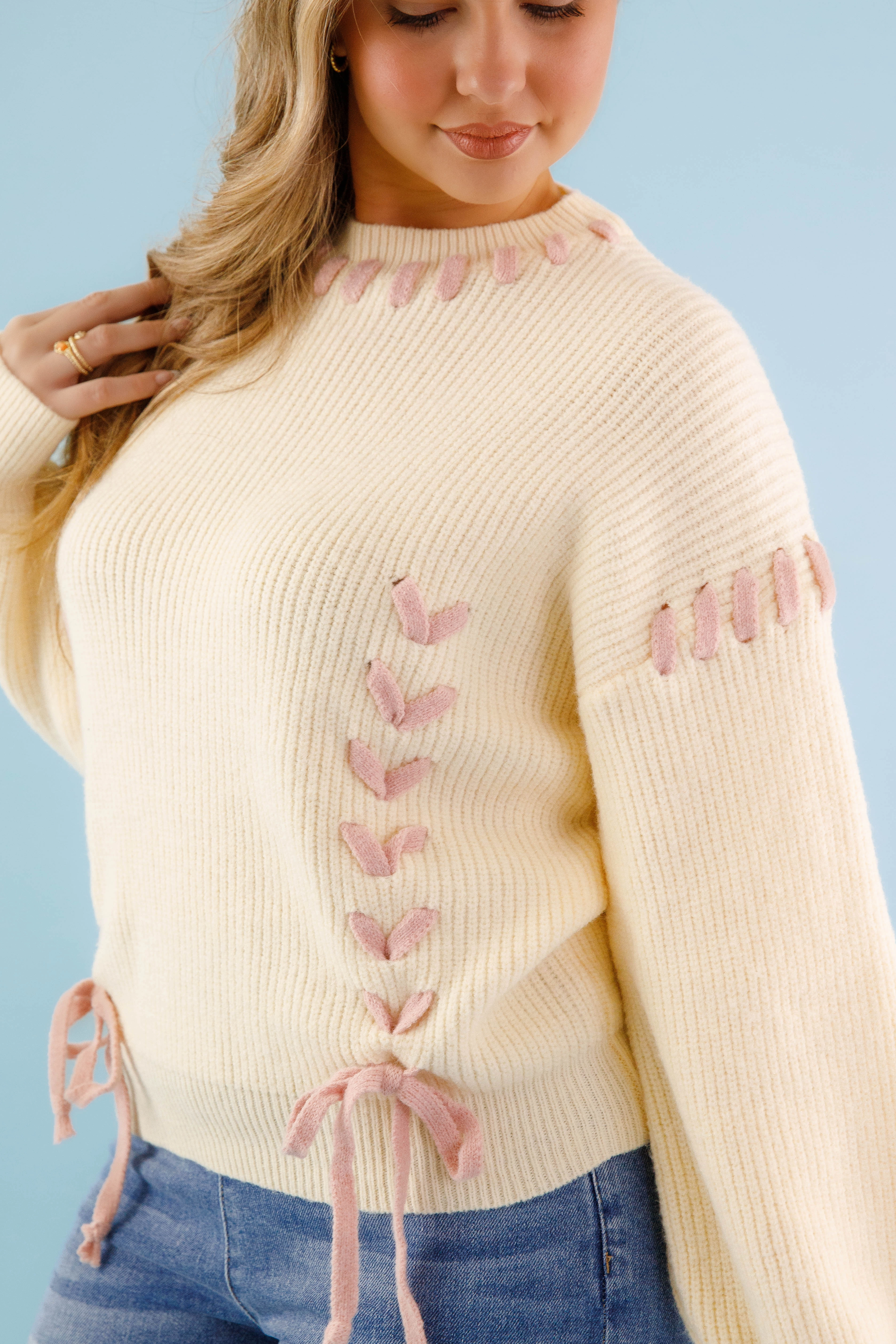 No Iron Fabric Moment In Time Sweater-Ivory