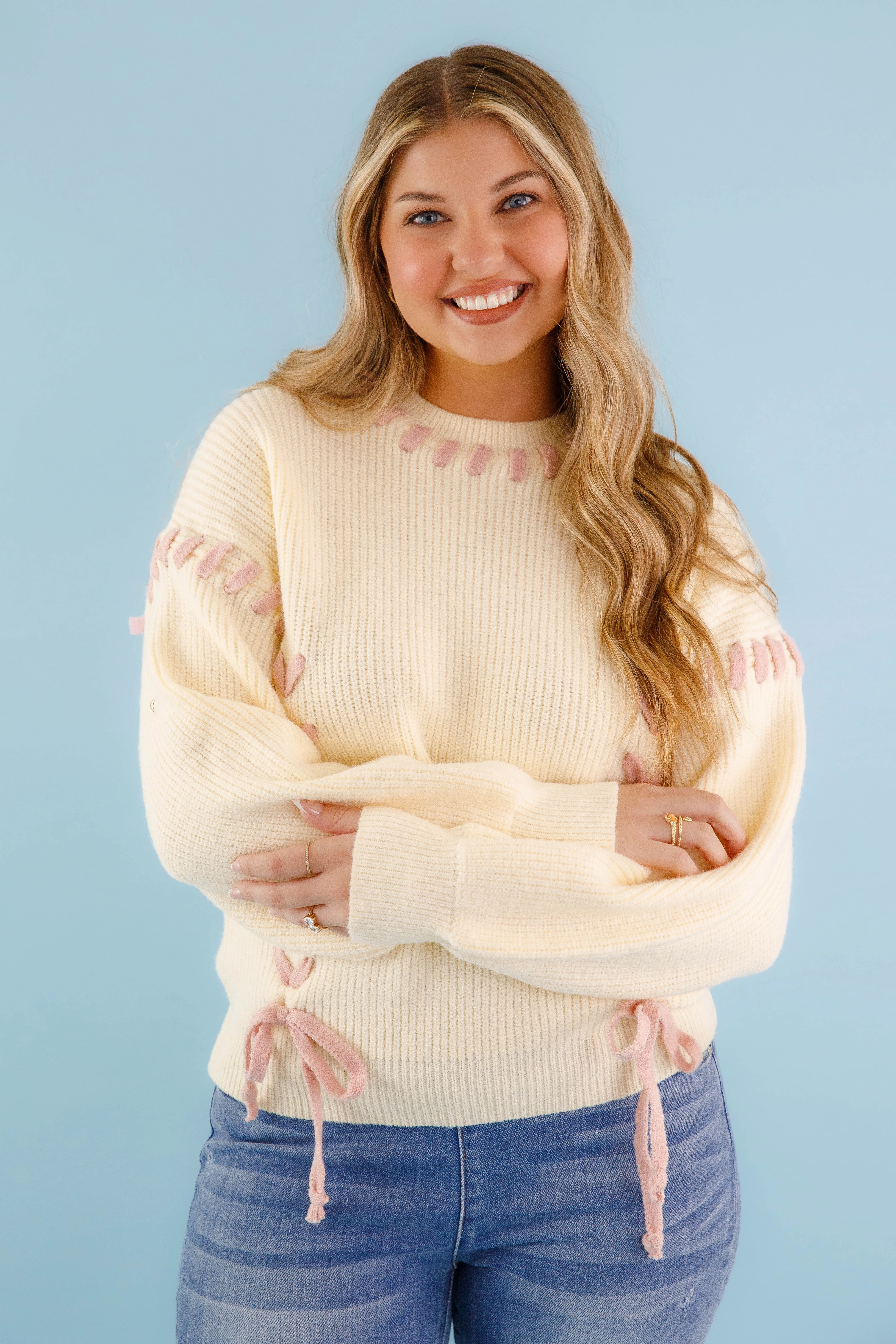 NoSlipGripperBand RubberizedGrip Moment In Time Sweater-Ivory