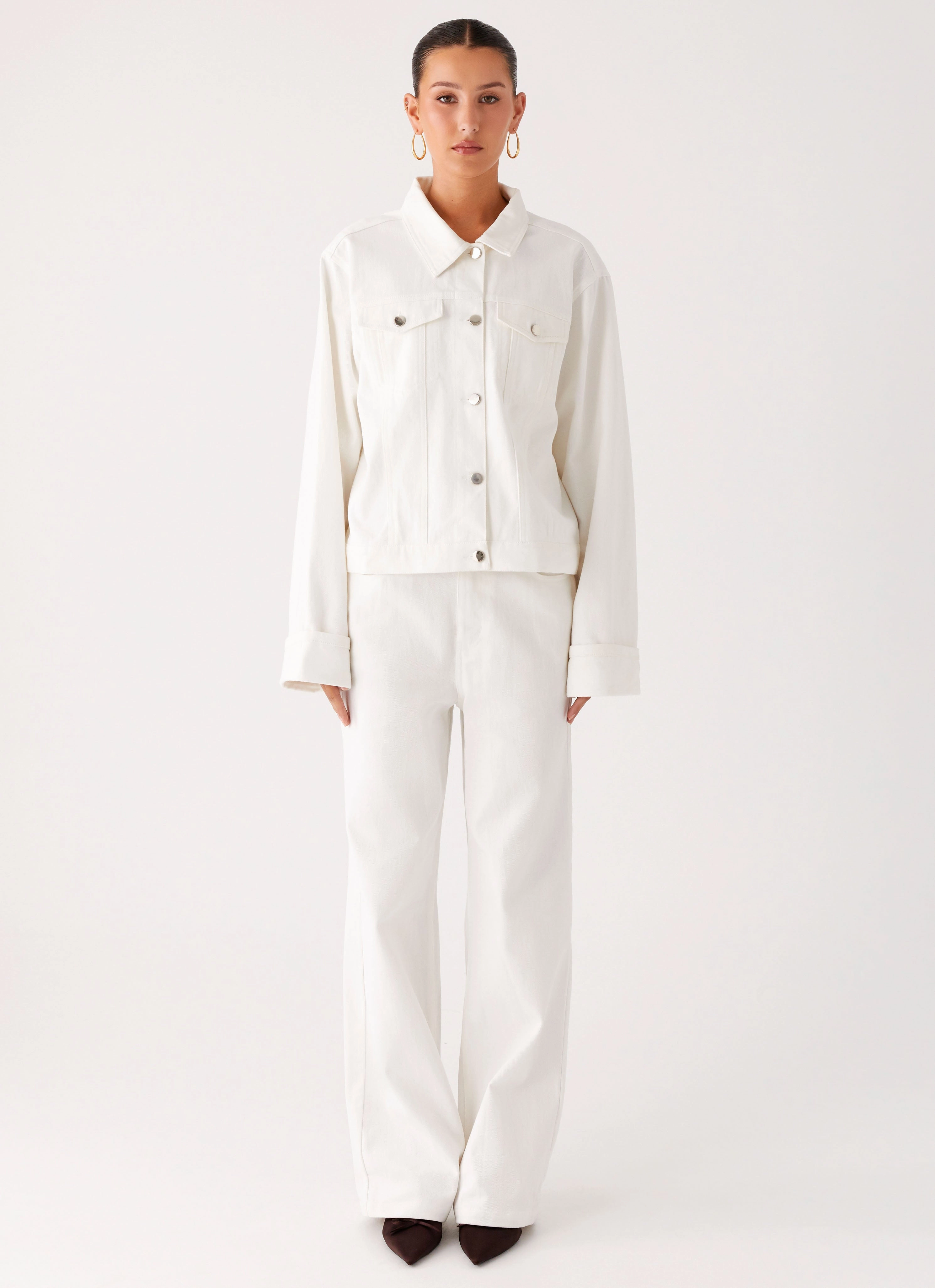 Back Again Oversized Denim Jacket - White City Layer Style