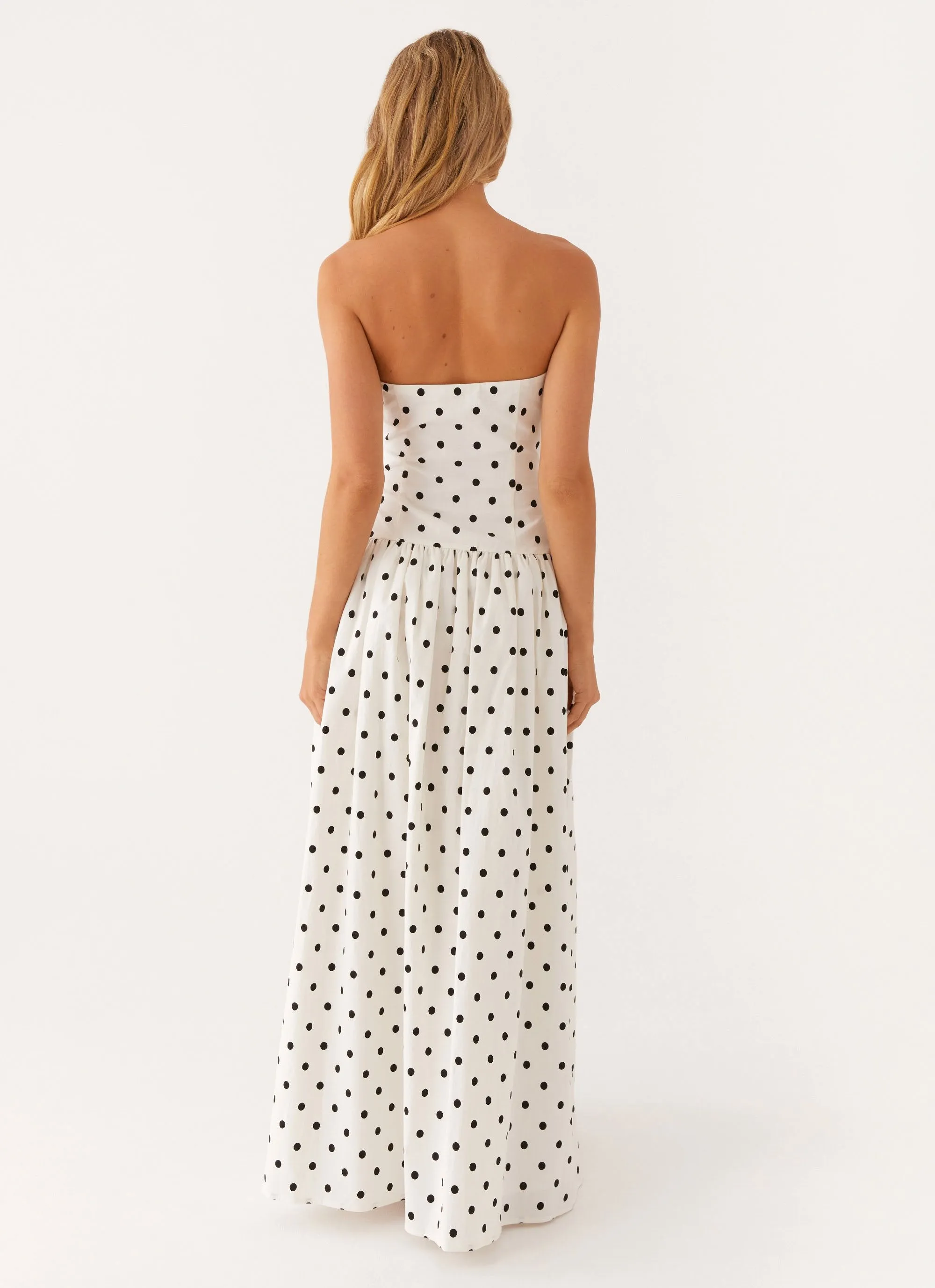Beach Walk Andorra Maxi Dress - White Polkadot