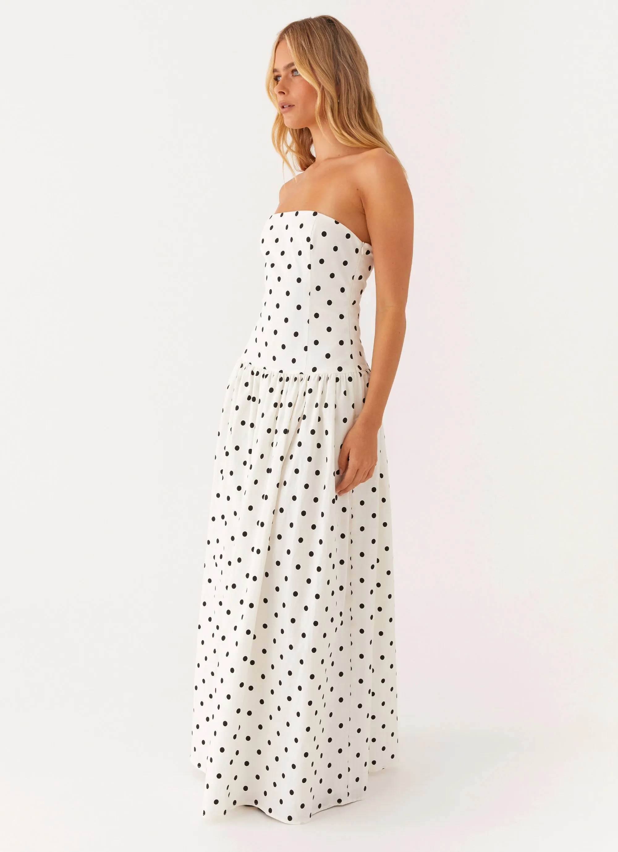 Texture Soft Andorra Maxi Dress - White Polkadot