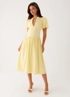 Reyna Midi Dress - Yellow Happy Glow