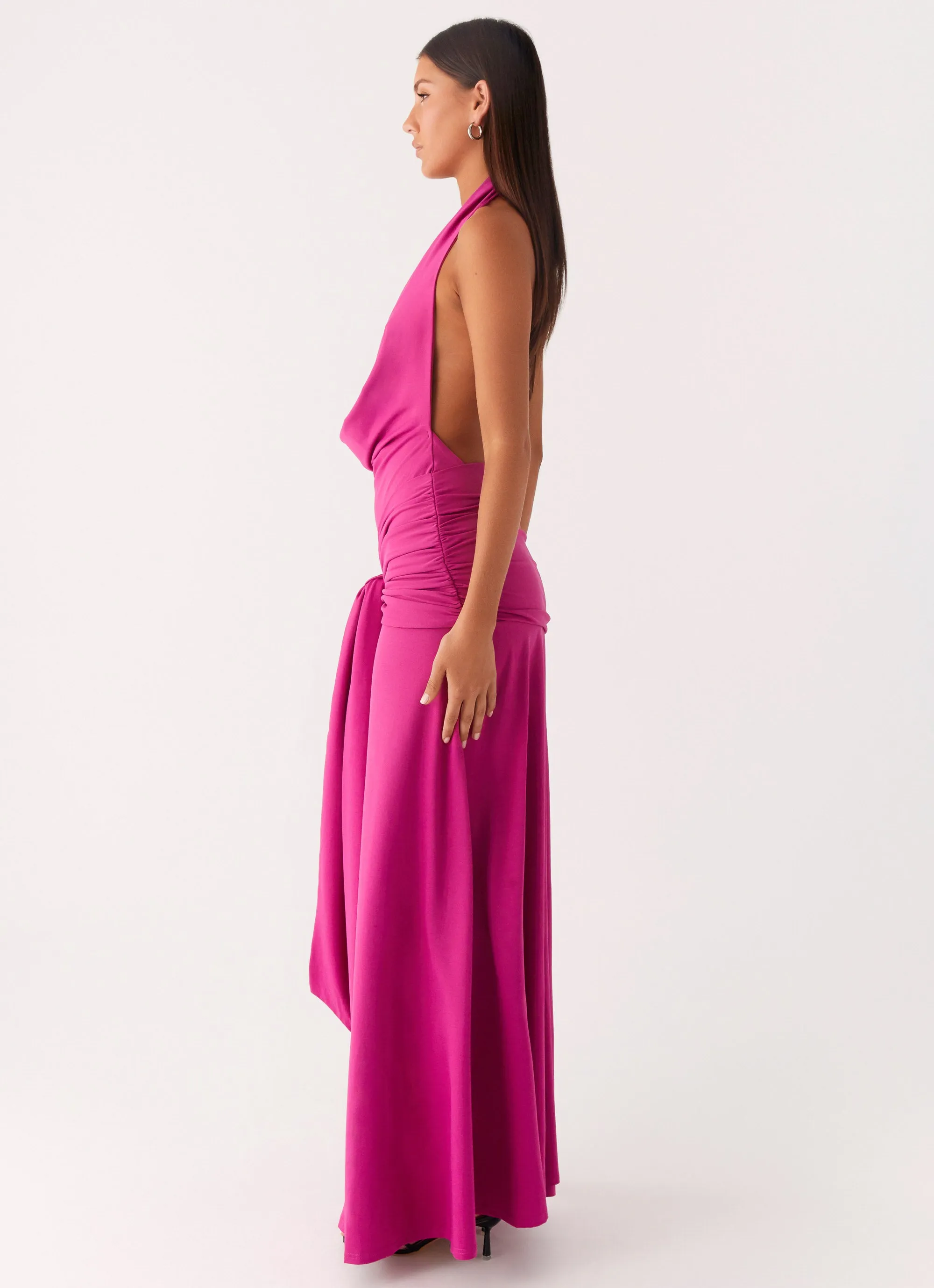 Fashion Fit Smooth Feel Rowan Ray Cowl Maxi Dress - Fuchsia