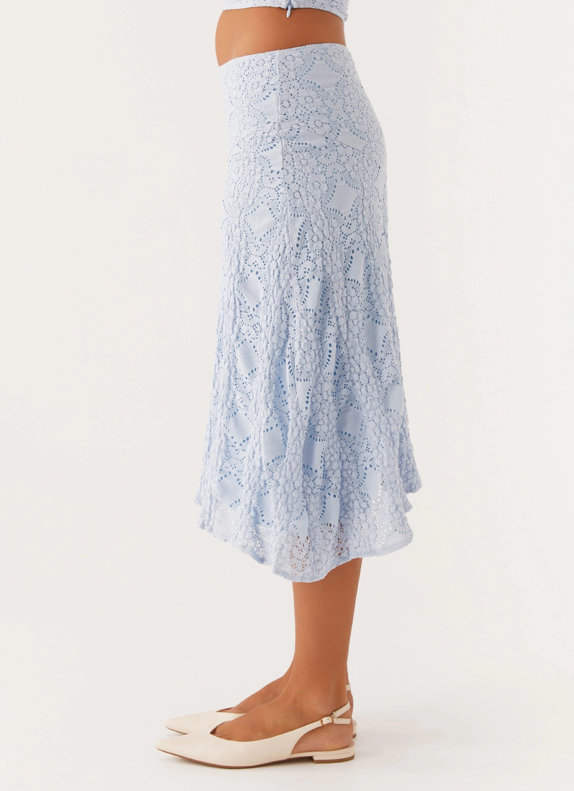 Diamond Sky Midi Skirt - Blue LightweightWeave