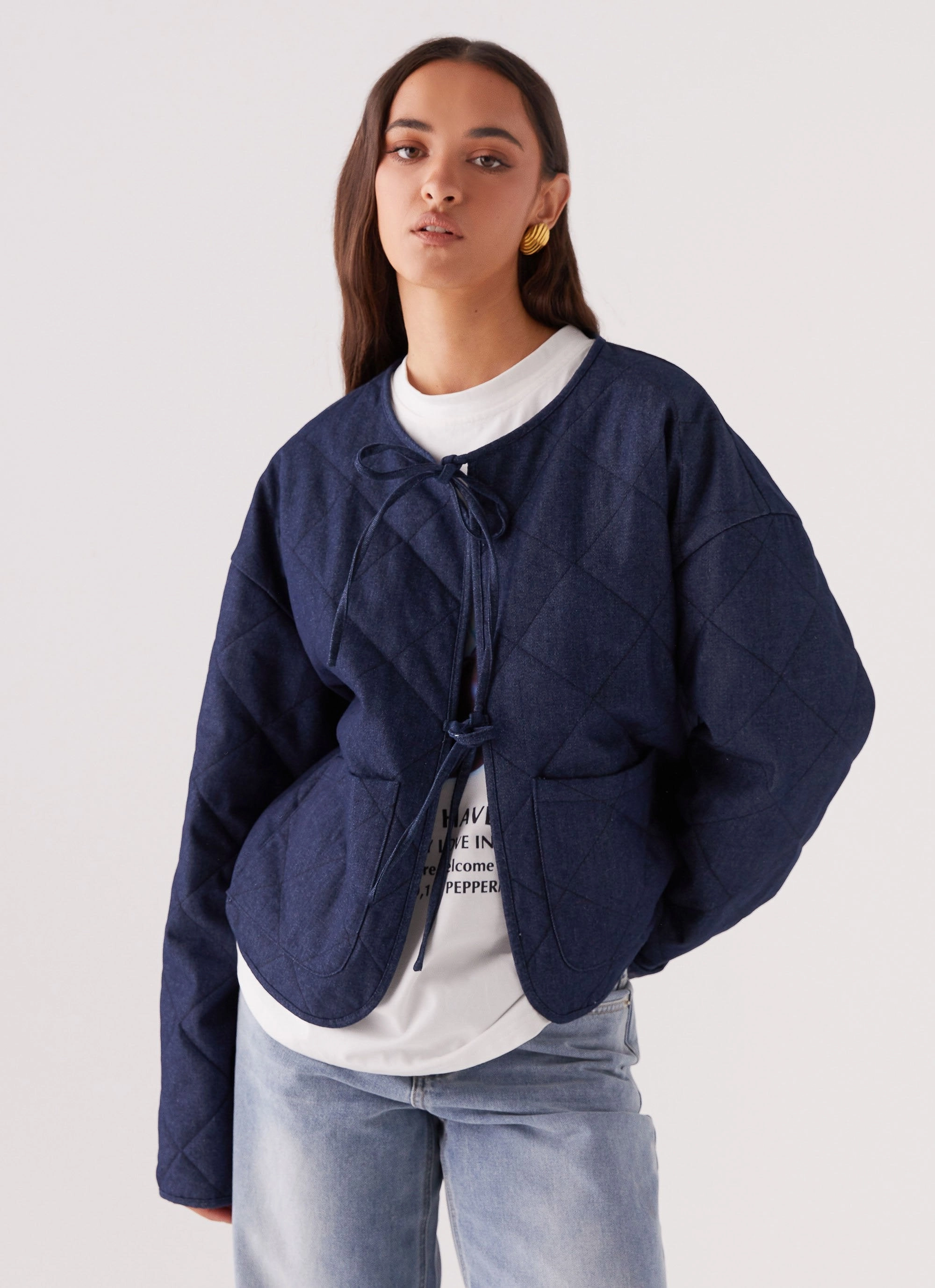 Faded Fall Quilted Jacket - Vintage Blue Wash Noise Reduced Fabrics Temperature Regulating Tech