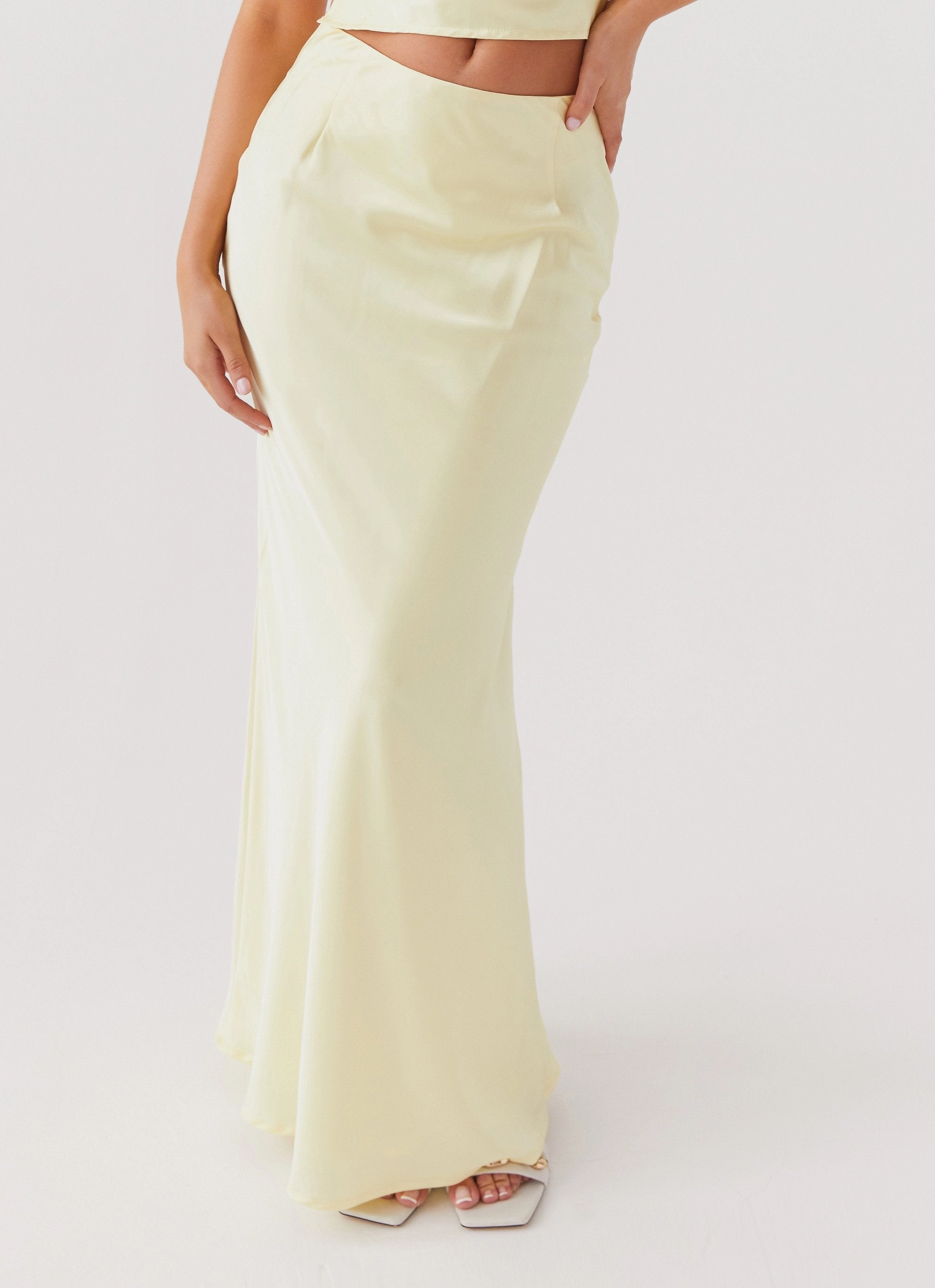 Odor Resistant Finish Ivanna Satin Maxi Skirt - Lemon