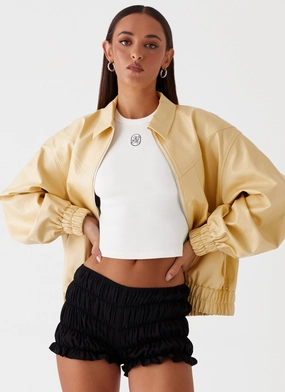 Warmth Without Bulk Holland Bomber Jacket - Yellow