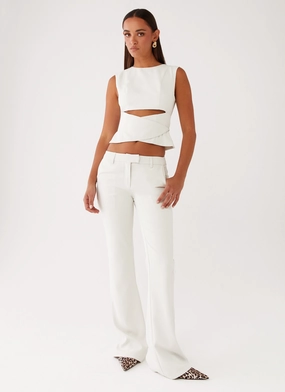 Anti Snag Threading Casual Style Cyra Low Rise Slim Fit Pants - Ivory