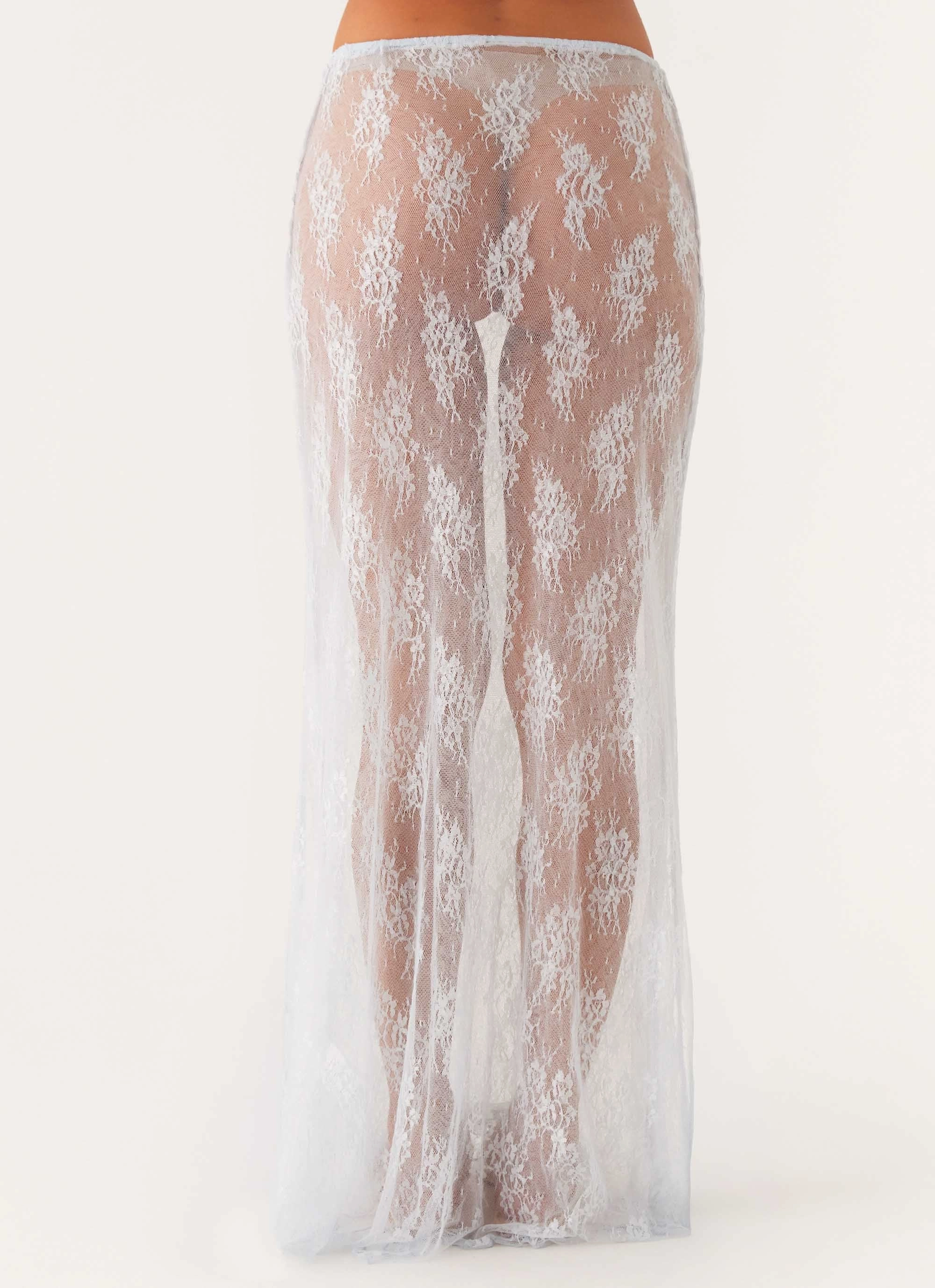 Caden Lace Maxi Skirt - Blue Low Profile Fasteners