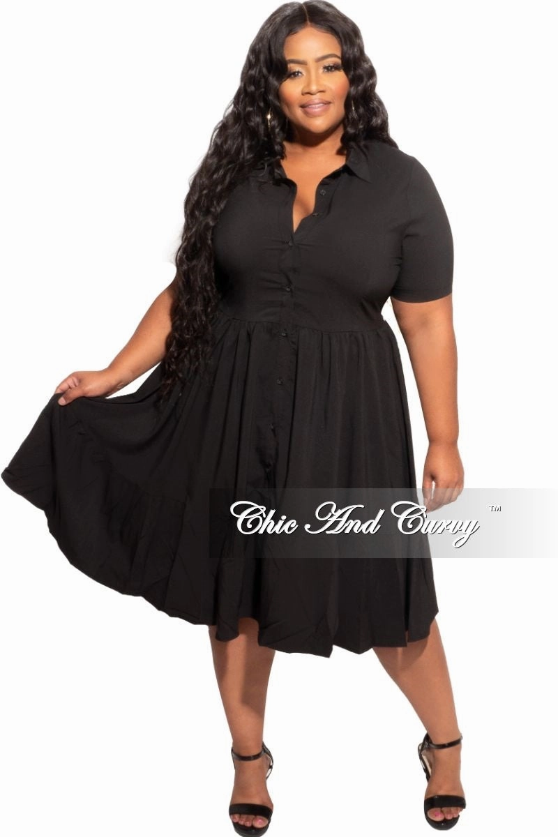 RecycledMaterial Multi Pocket System Final Sale Plus Size 3 Layer Bottom Dress in Black