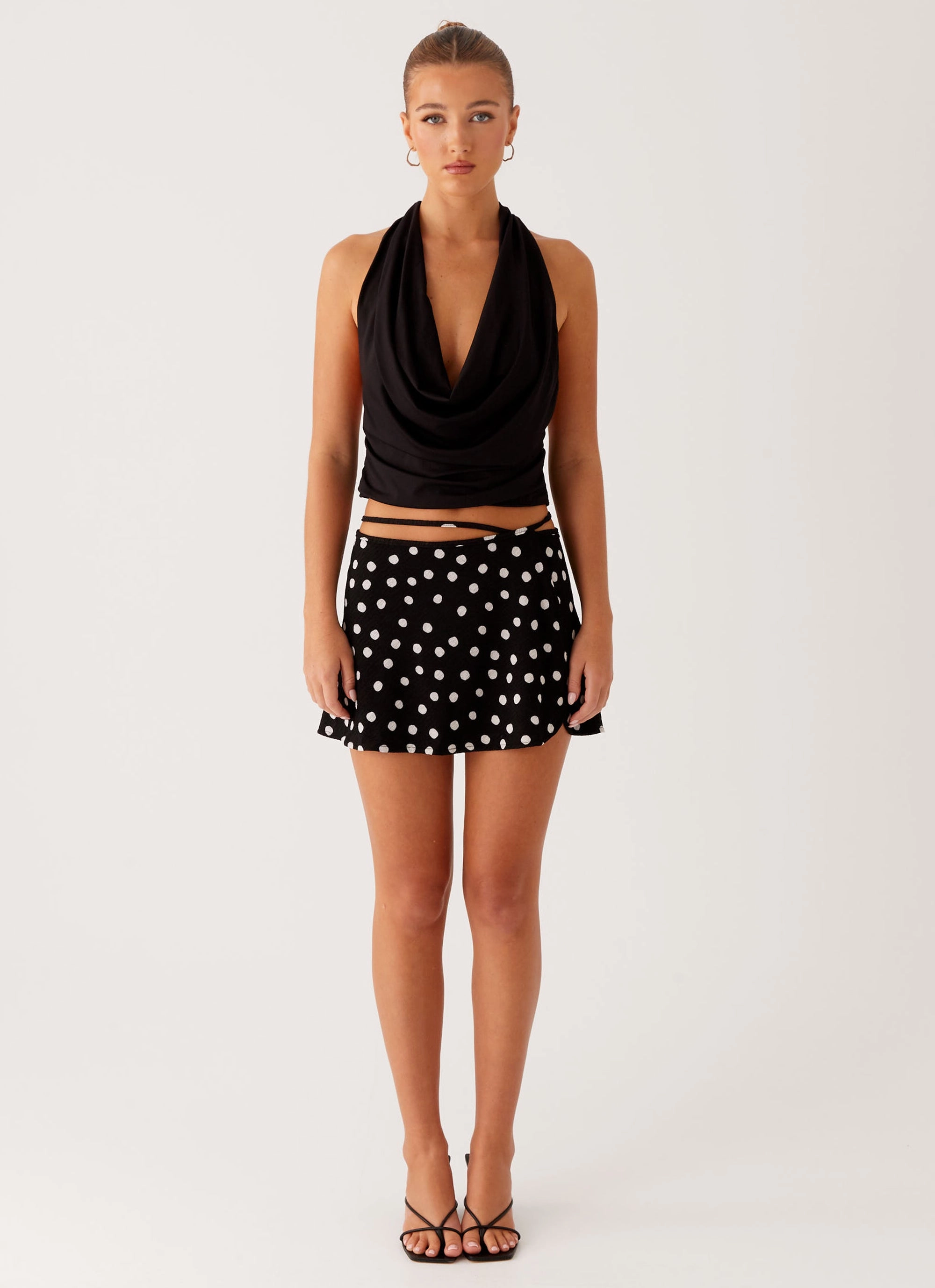 Walker Mini Skirt - Black Polka Dot Sporty Cut
