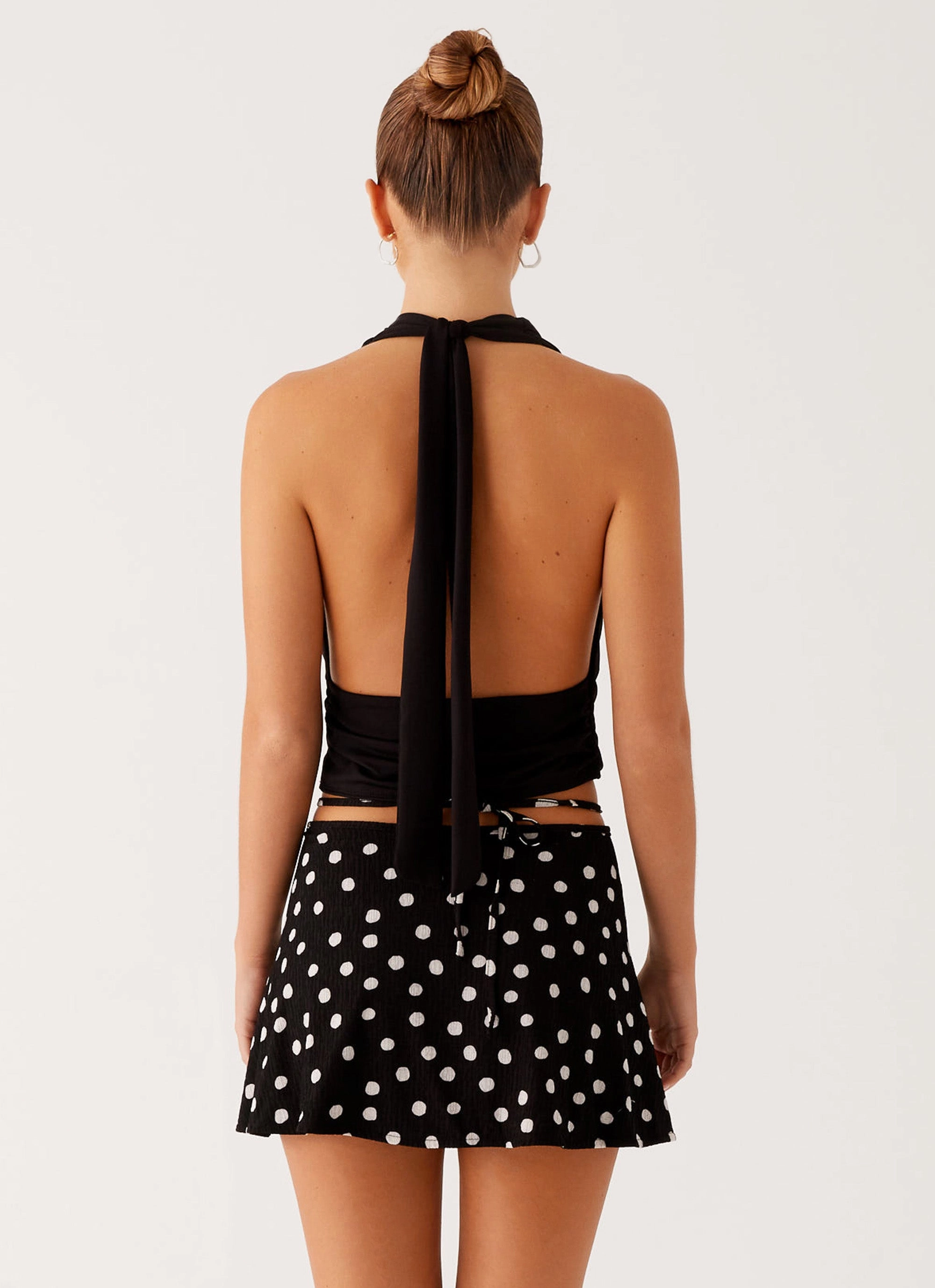 Comfort Fit Walker Mini Skirt - Black Polka Dot