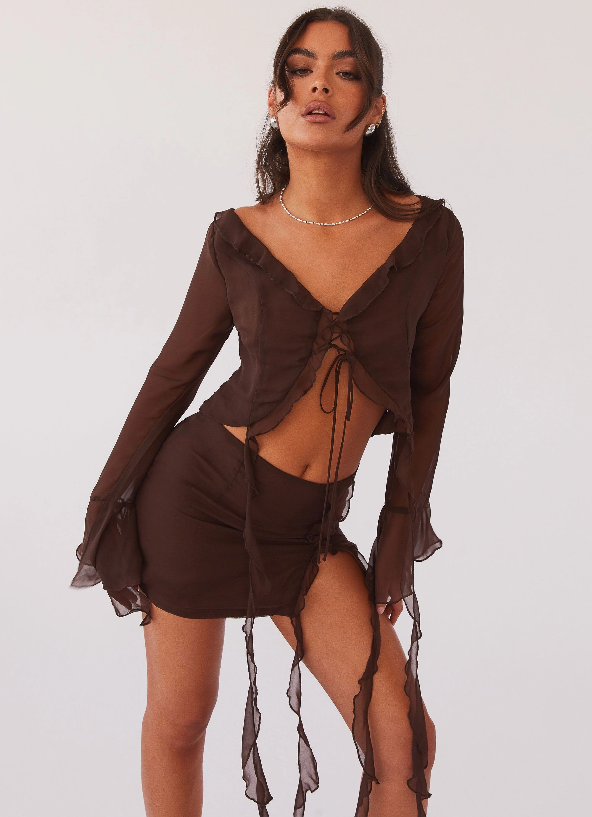 Stretch Panels My Favourite Part Mini Skirt - Dark Mocha