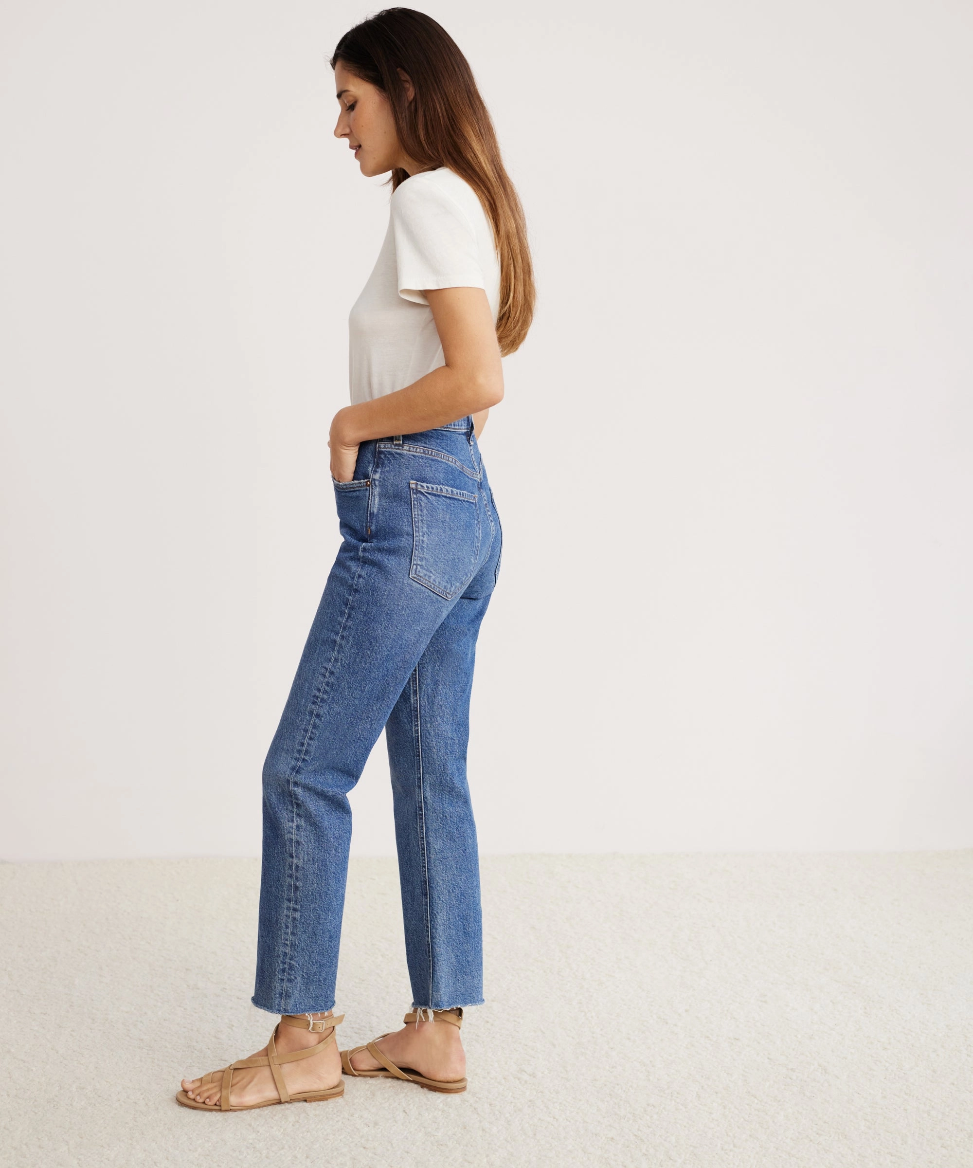 Riley Crop Jean Double Stitched Core Support
