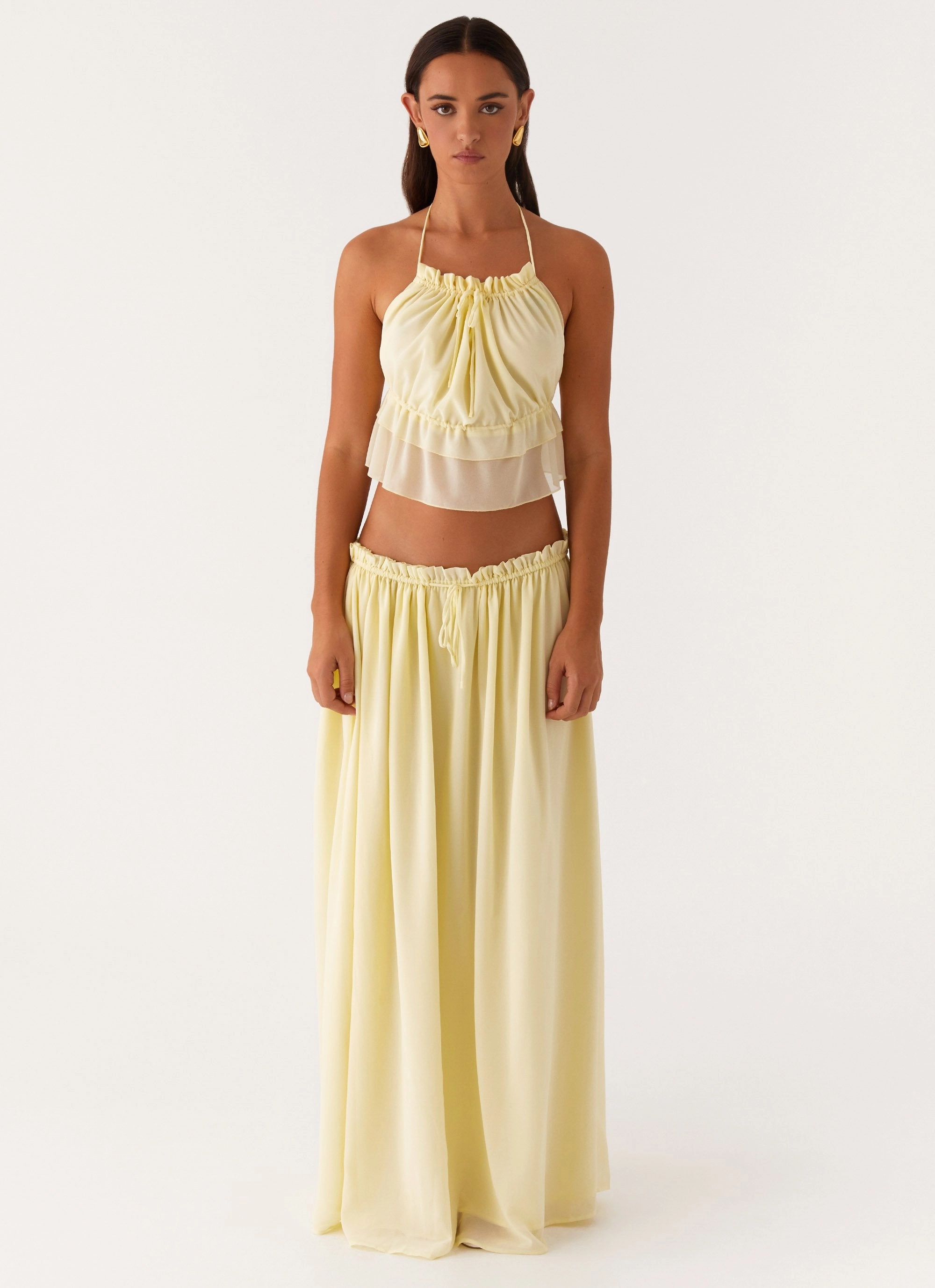 Zaya Backless Top - Yellow Formal Blouse