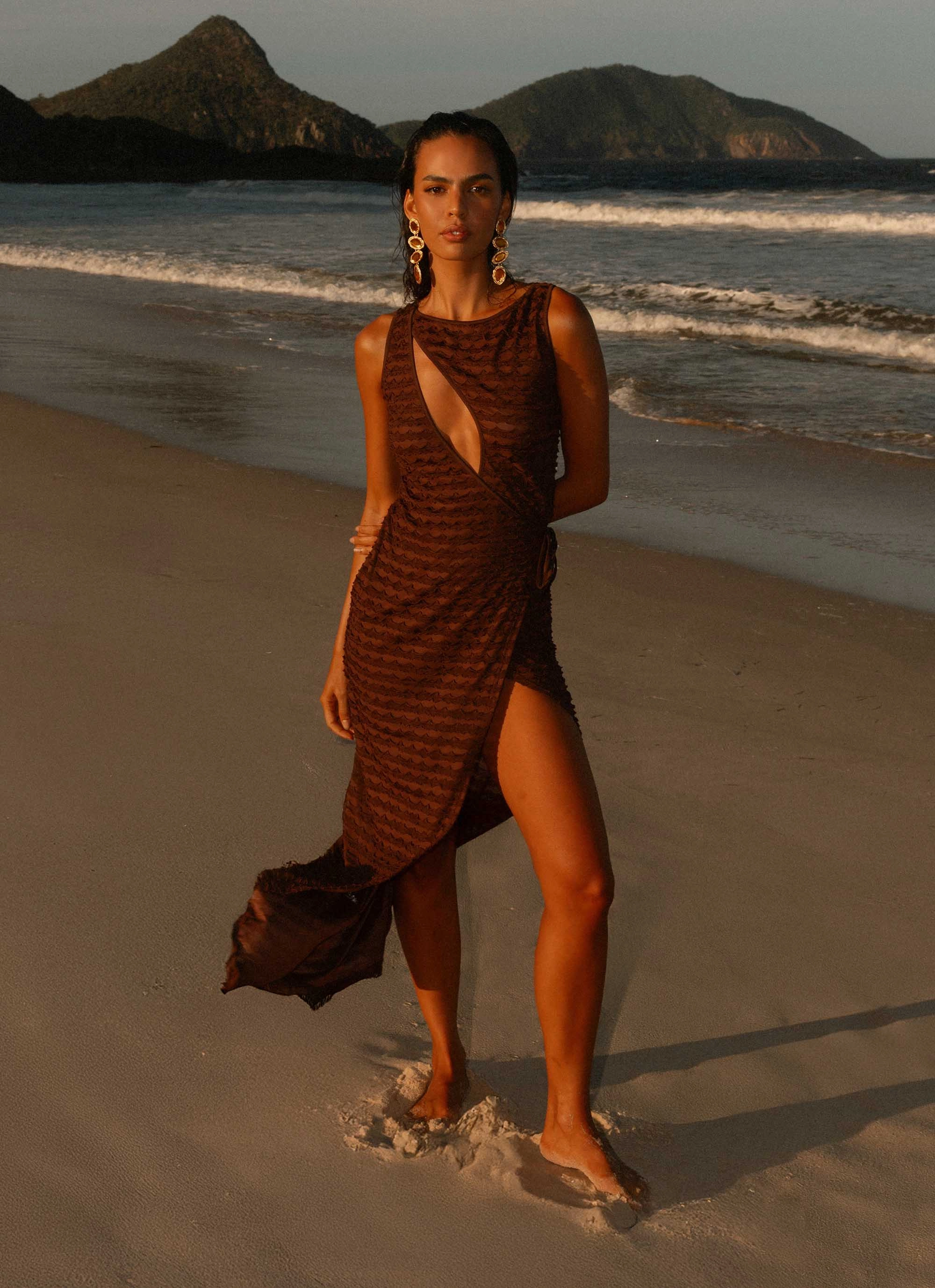 Eco-Lining Sterling Wrap Maxi Dress - Chocolate