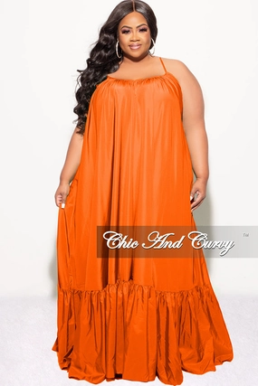 Multi Use Final Sale Plus Size Spaghetti Strap Peasant Maxi in Neon Orange