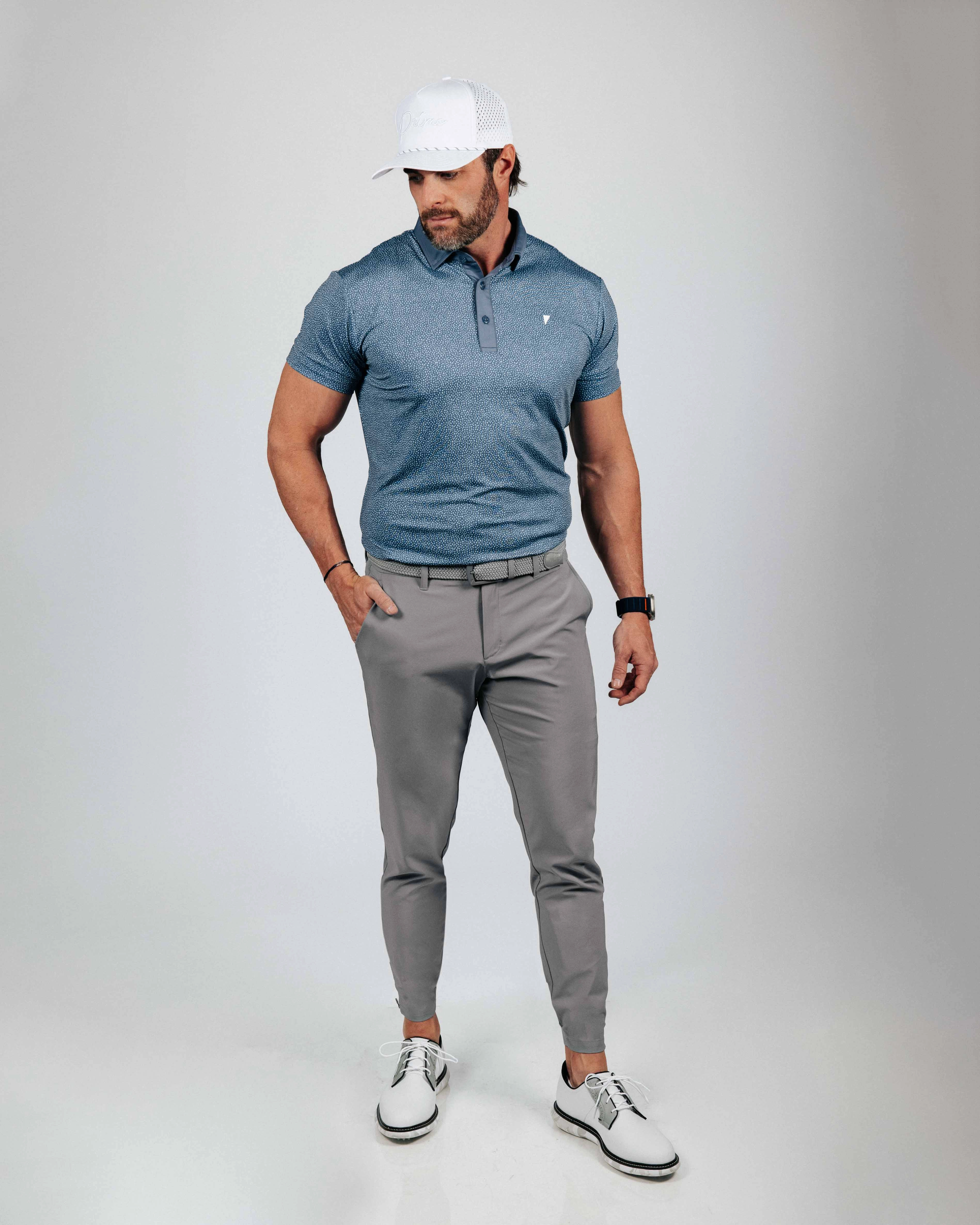Dusty Blue Pebble Classic Polo ThermalLining NonRestrictive Armholes