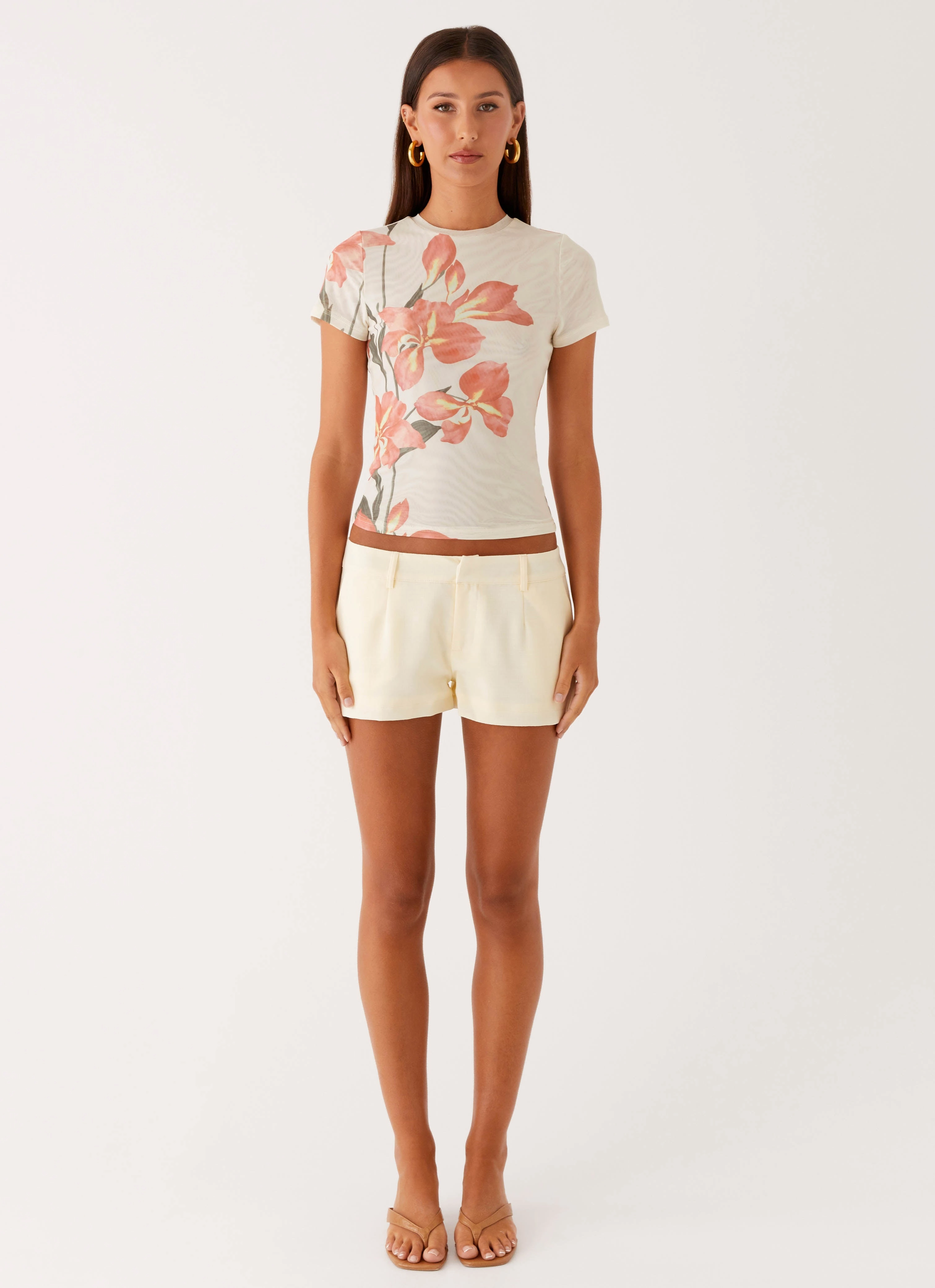 Late Night Mesh Baby Tee - Siena Floral Microfiber Technology