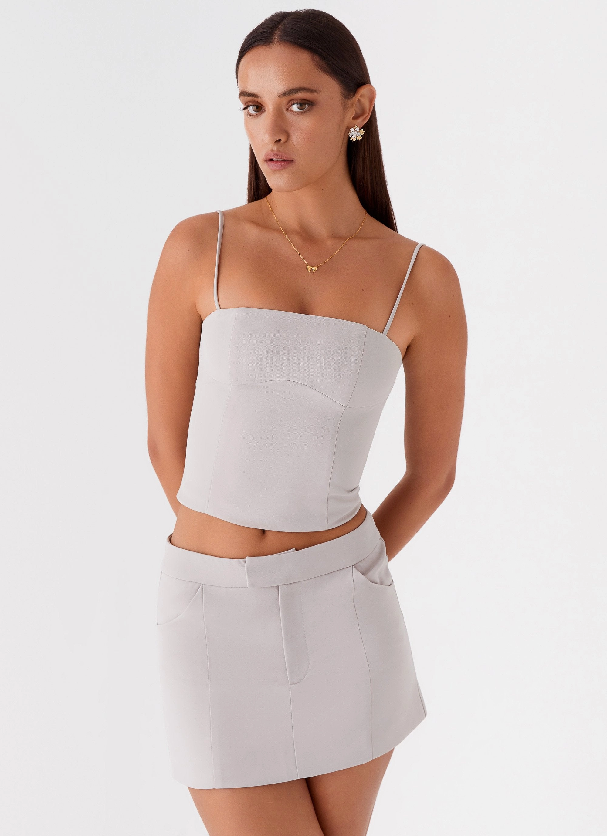 Eliana Suit Mini Skirt - Grey Classic Cut