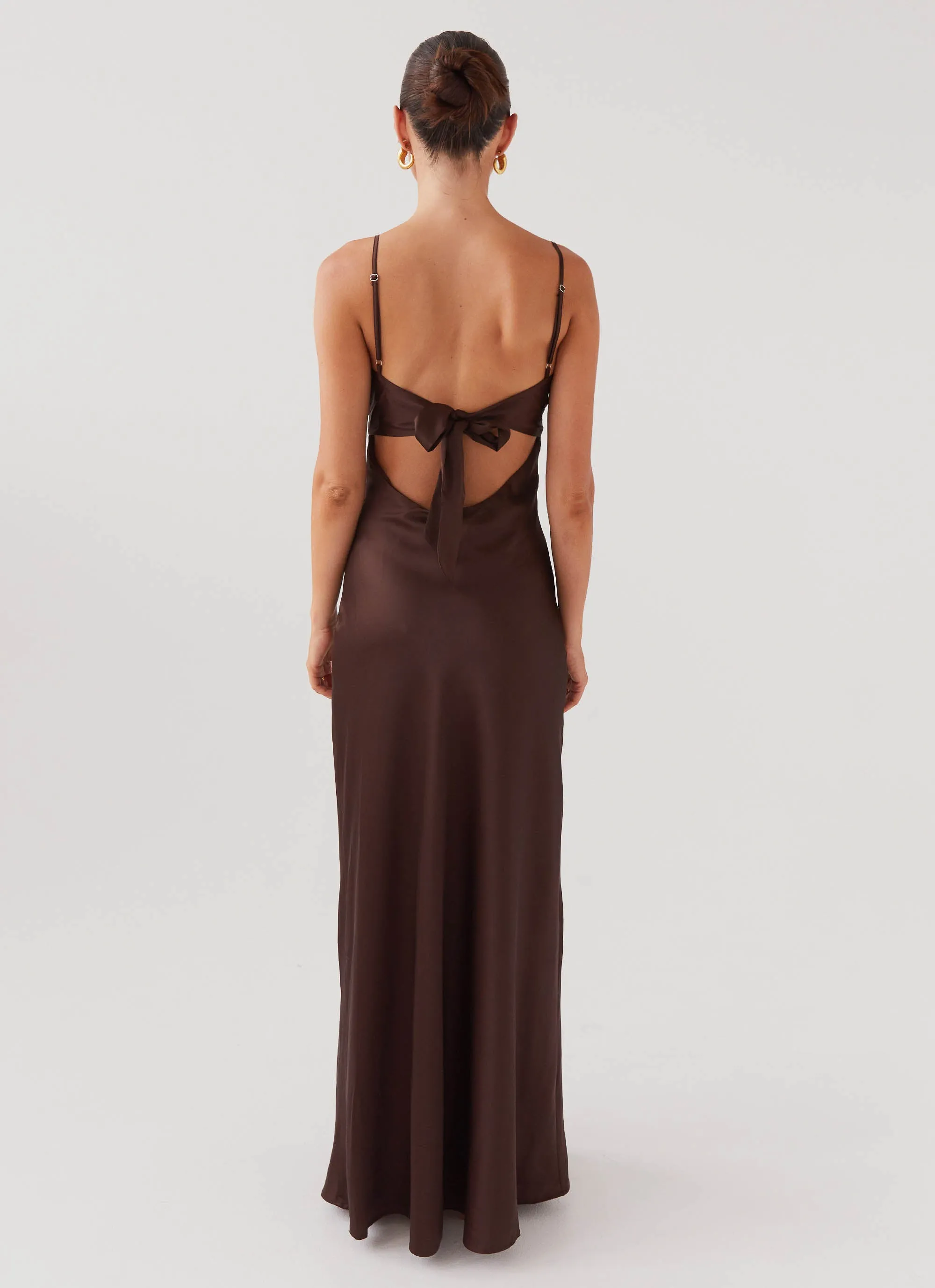Flora Satin Maxi Dress - Chocolate Casual Must-Have