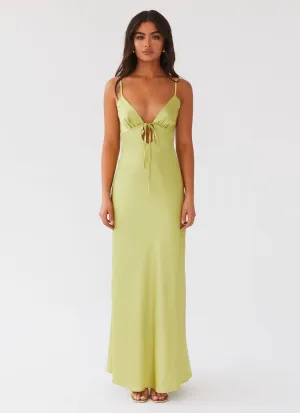 Flora Satin Maxi Dress - Green Expectations Patterned-Fabric
