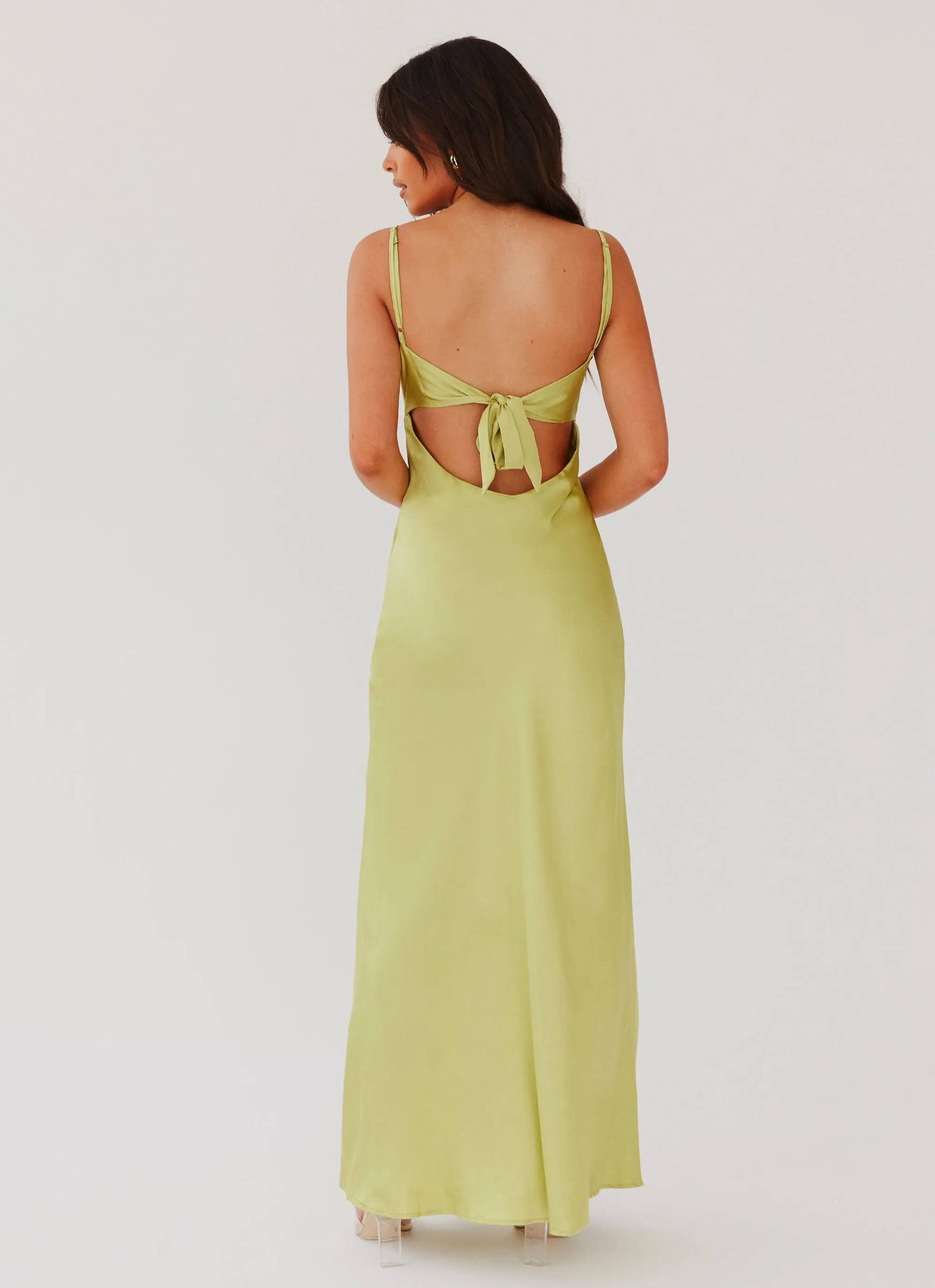 Comfort Layer Flora Satin Maxi Dress - Green Expectations