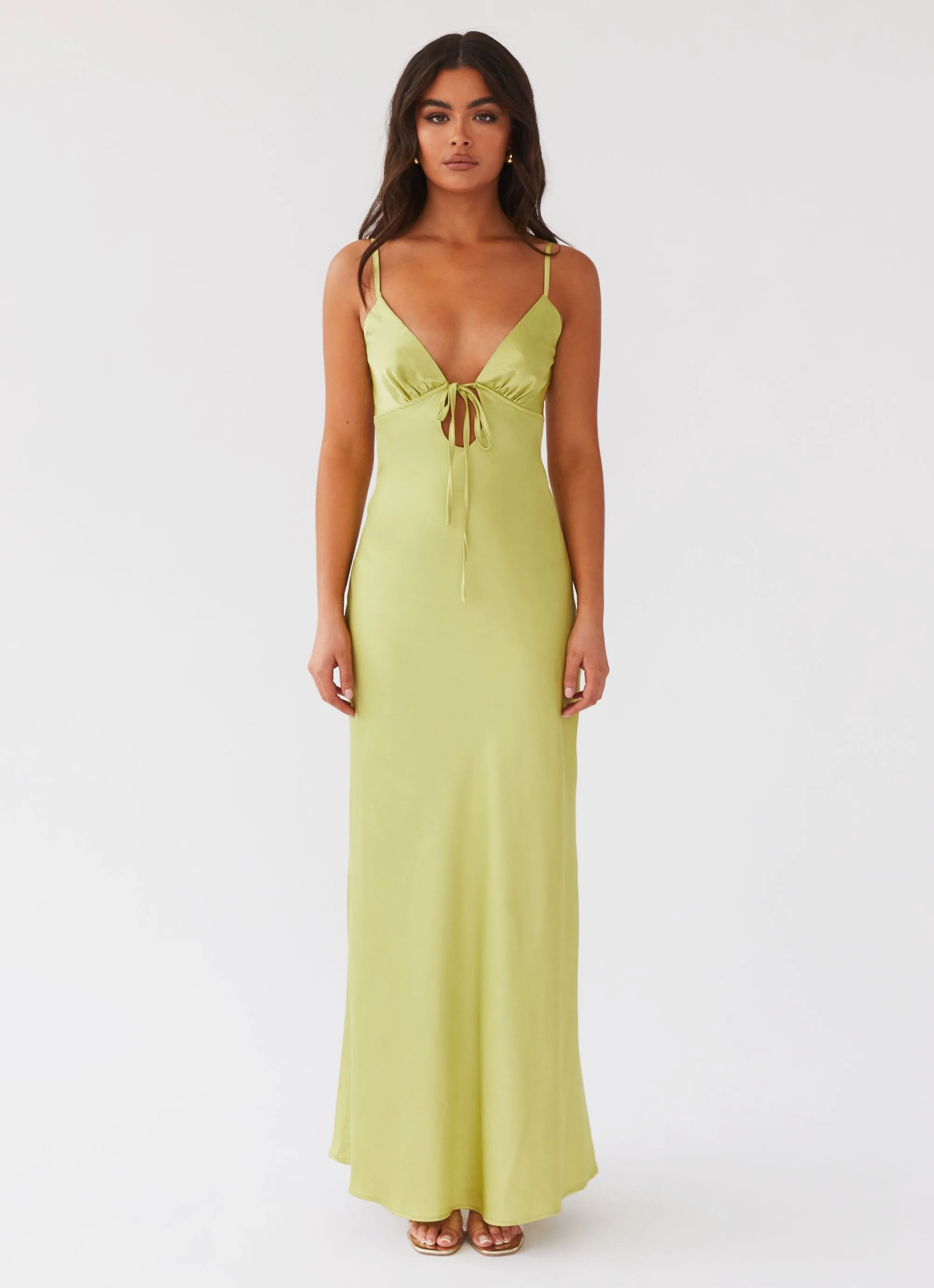 Flora Satin Maxi Dress - Green Expectations Patterned-Fabric