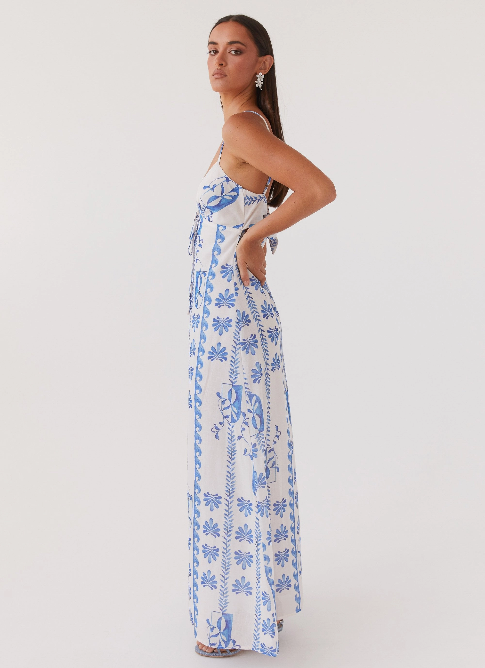 Flora Linen Maxi Dress - Floral Wave Seasonal Layering