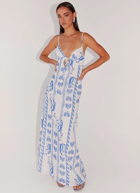 Smooth Fit Flora Linen Maxi Dress - Floral Wave