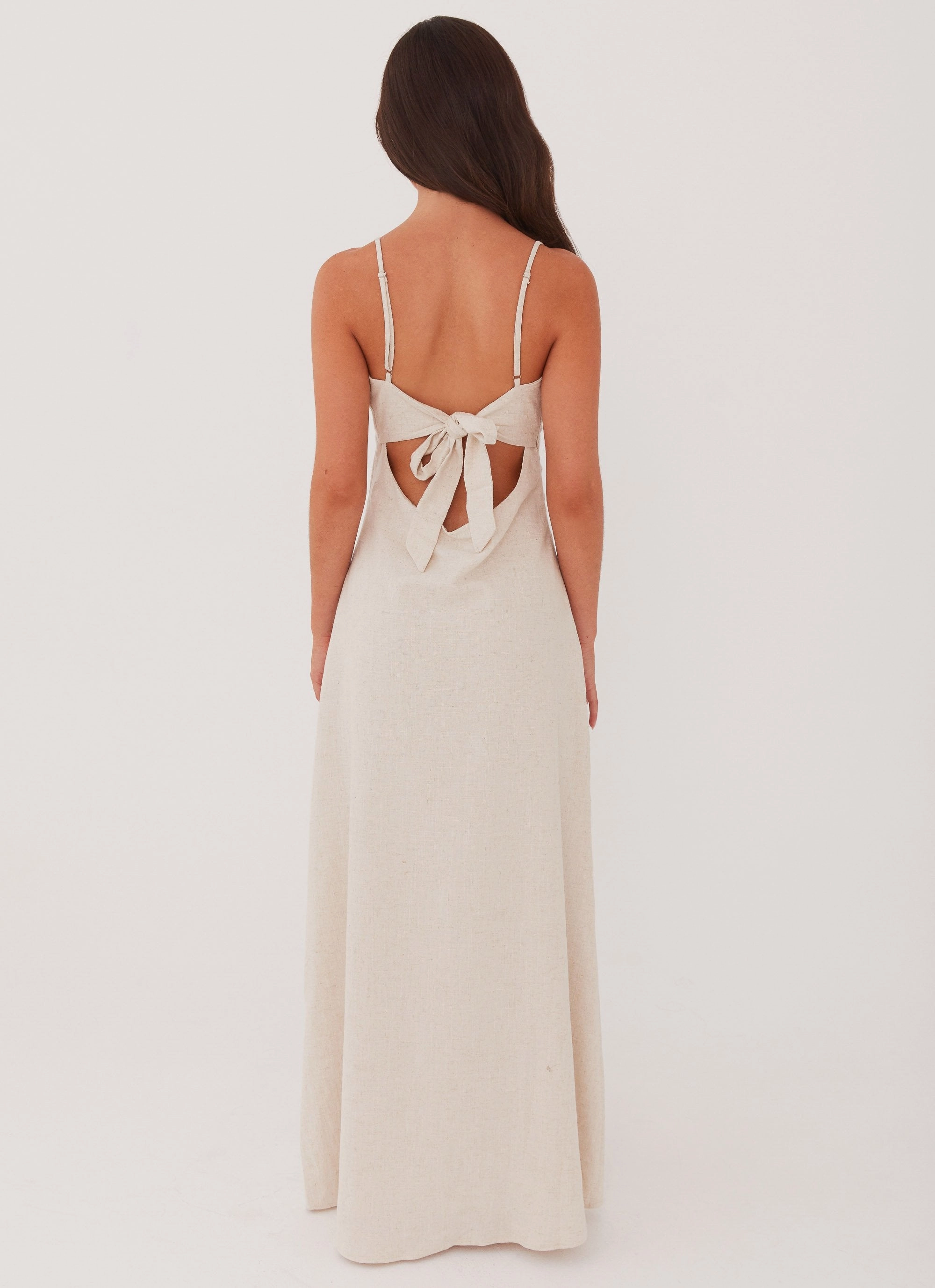Smart Tones Flora Linen Maxi Dress - Oatmeal