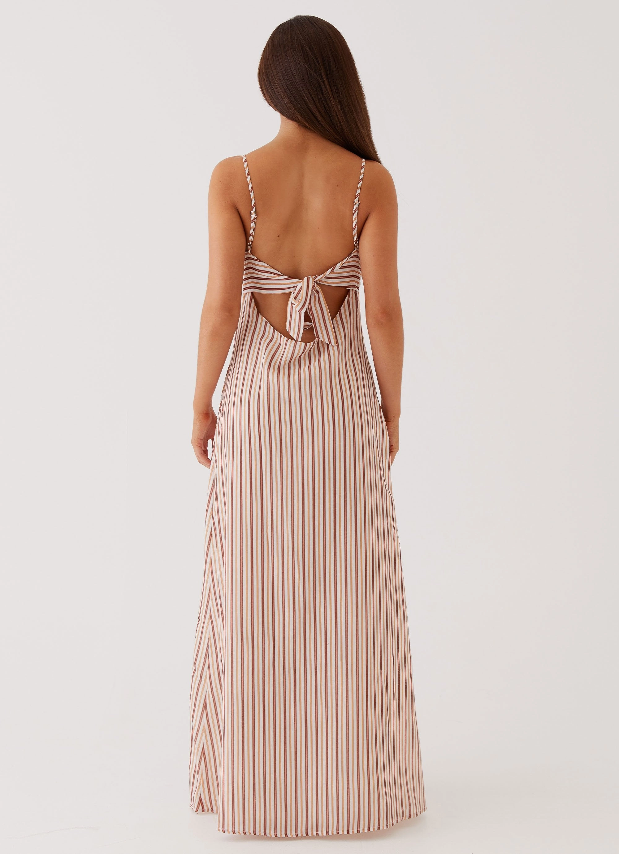 Flora Linen Maxi Dress - Passionfruit Stripe Easy Layering Sun-Protective