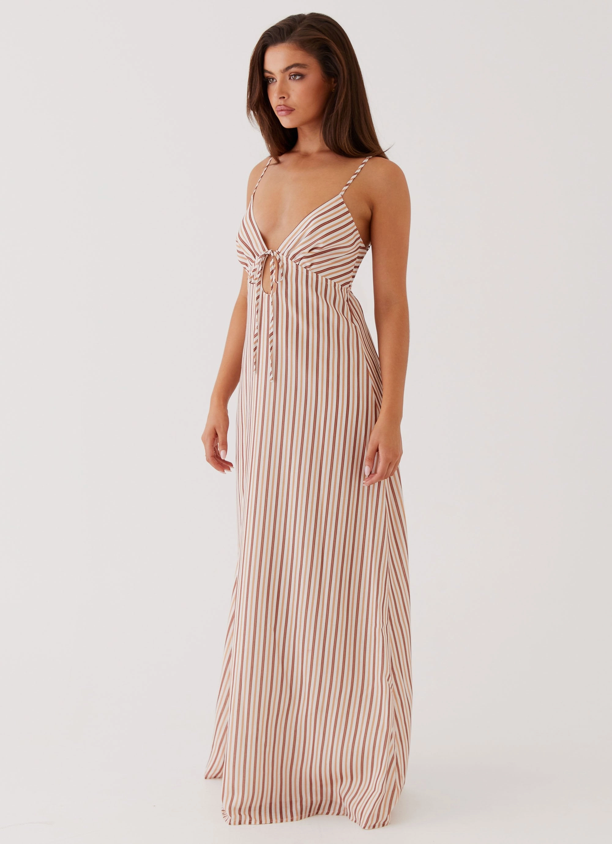 Fresh Appeal Flora Linen Maxi Dress - Passionfruit Stripe