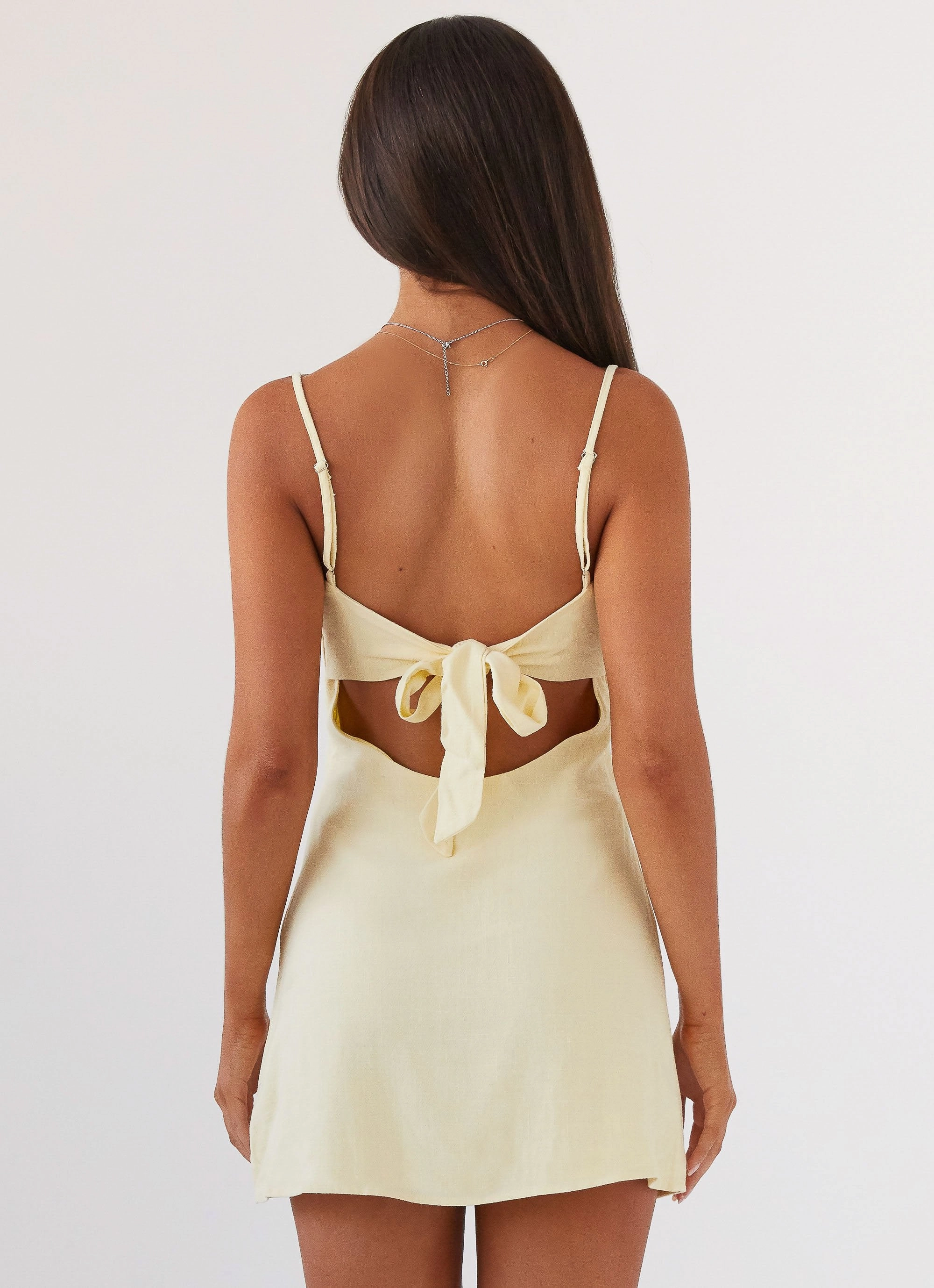 Smooth Flow Cool Palette Flora Linen Mini Dress - Lemon