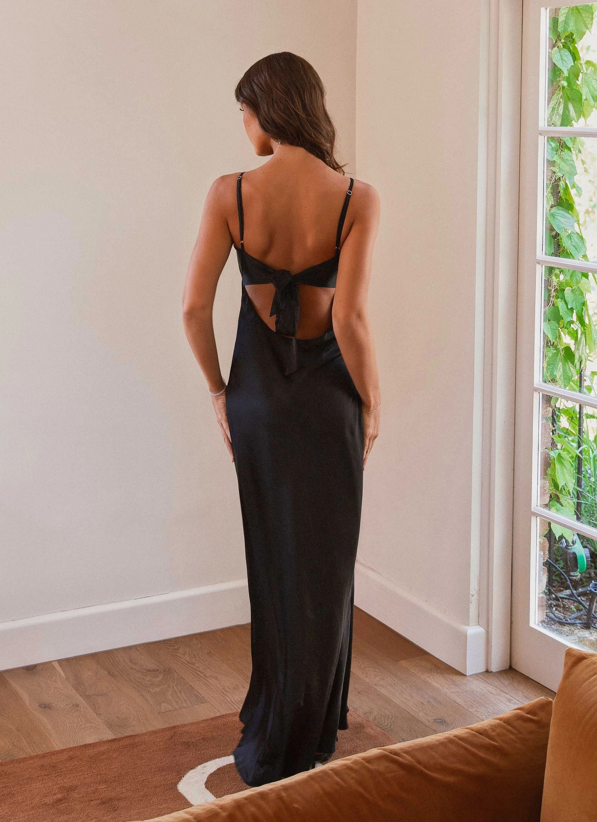 Party Safe Pure Fit Flora Satin Maxi Dress - Midnight