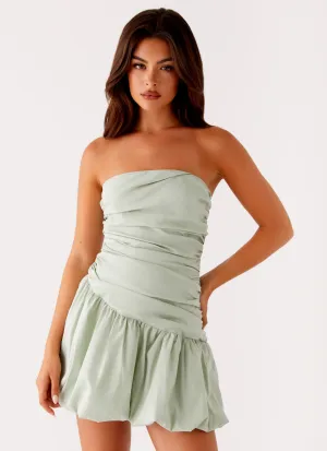 Floria Bubble Mini Dress - Sage Textured Layers