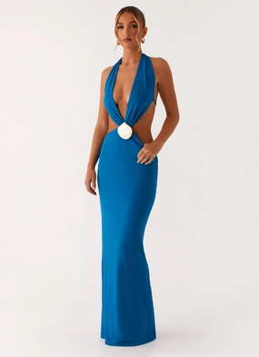 Eco-friendly Flossy Maxi Dress - Royal Blue