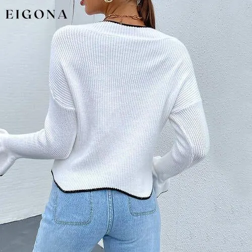 Flounce Sleeve V-Neck Sweater