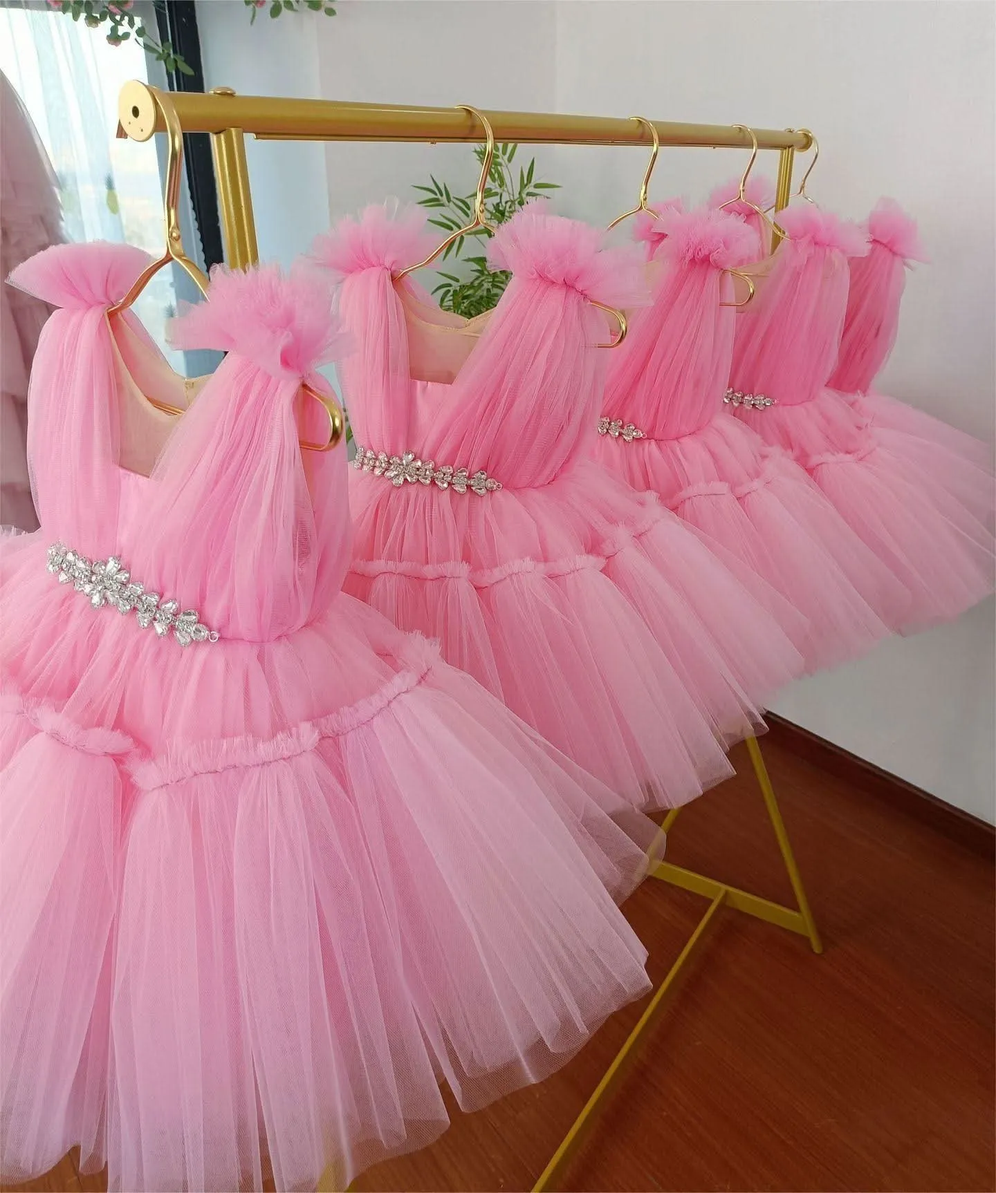 Flower baby puffy soft gauze princess dress Formal Dres for girls cothes