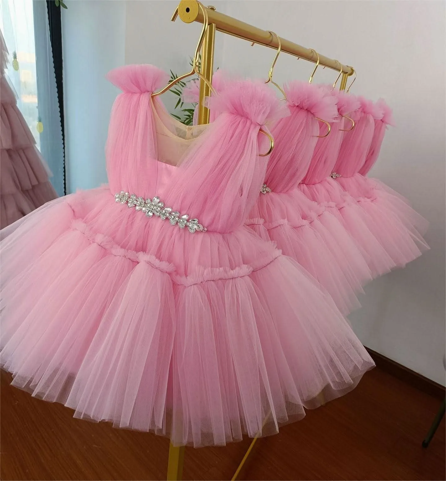 Flower baby puffy soft gauze princess dress Formal Dres for girls cothes